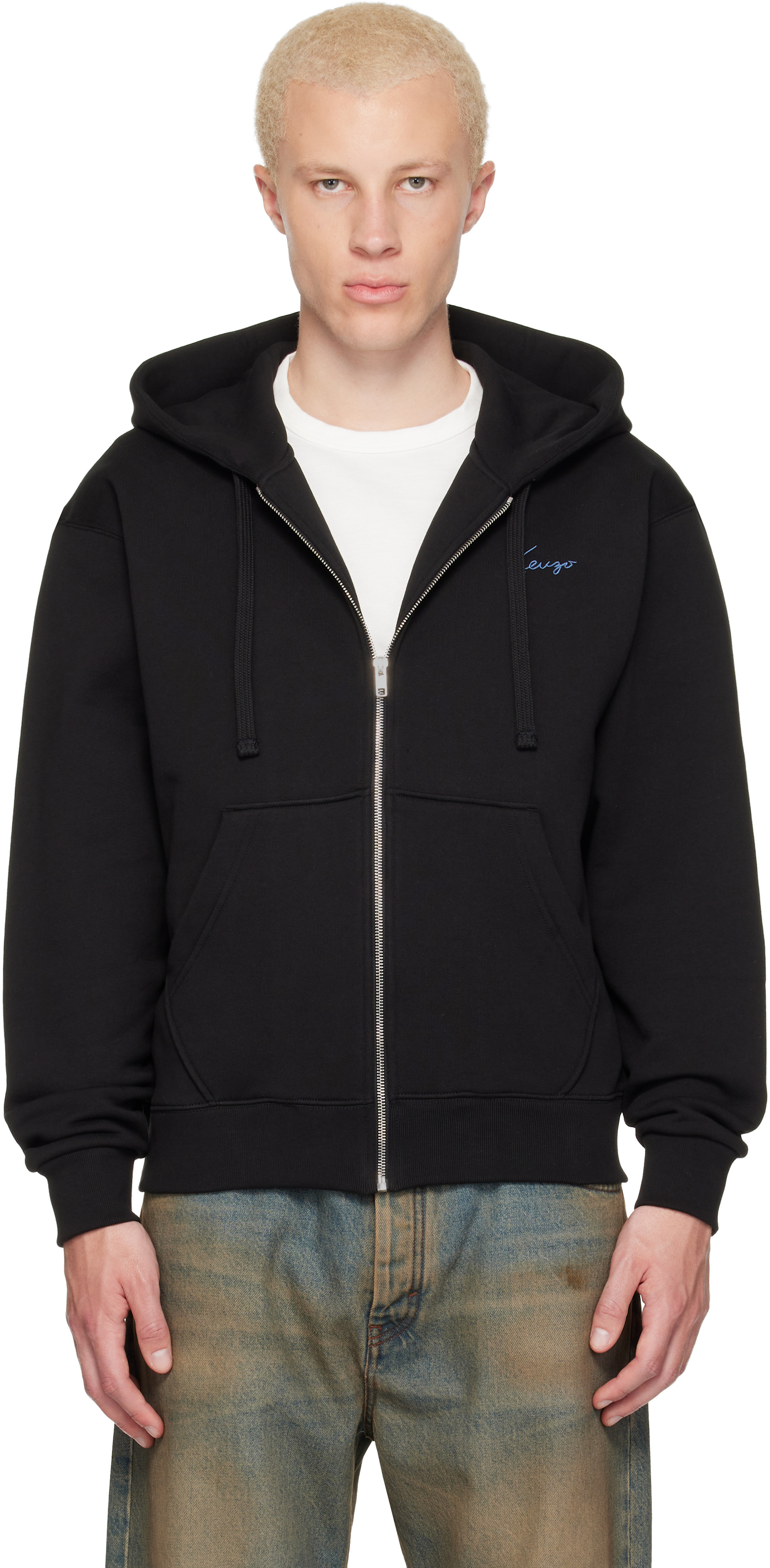 Kenzo - Pull à capuche noir à logo manuscrit brodé