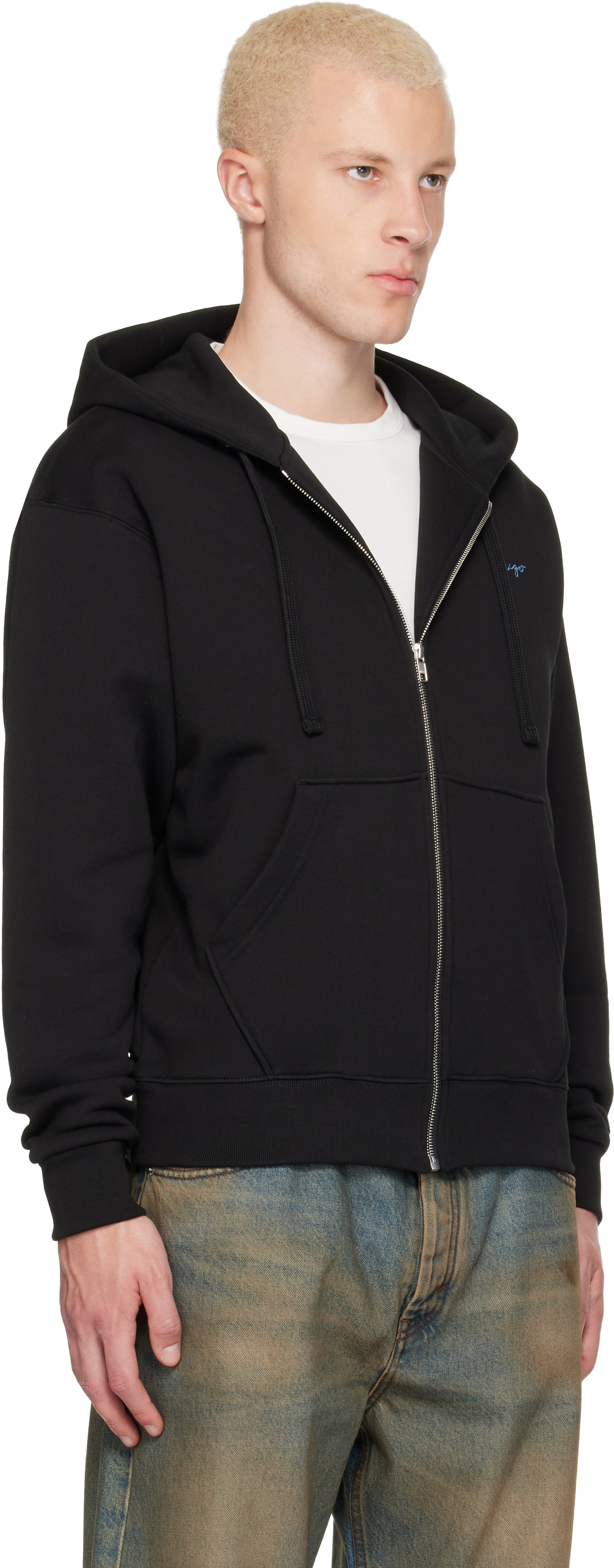 Kenzo - Pull à capuche noir à logo manuscrit brodé
