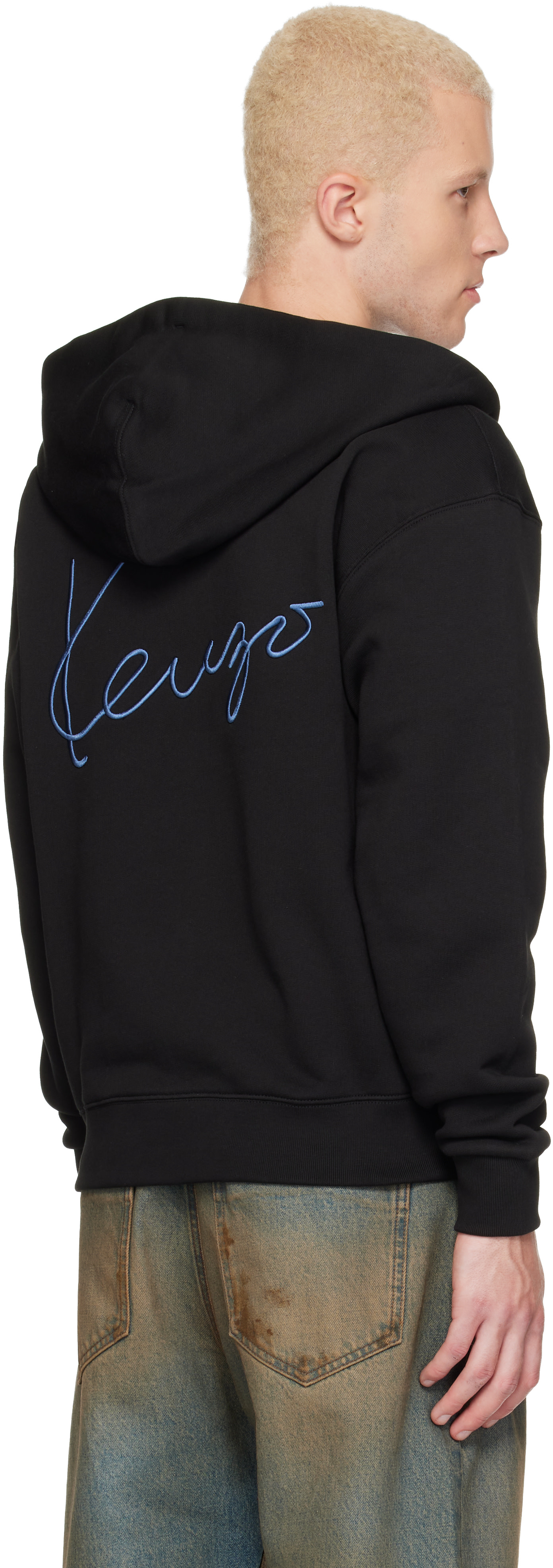 Kenzo - Pull à capuche noir à logo manuscrit brodé