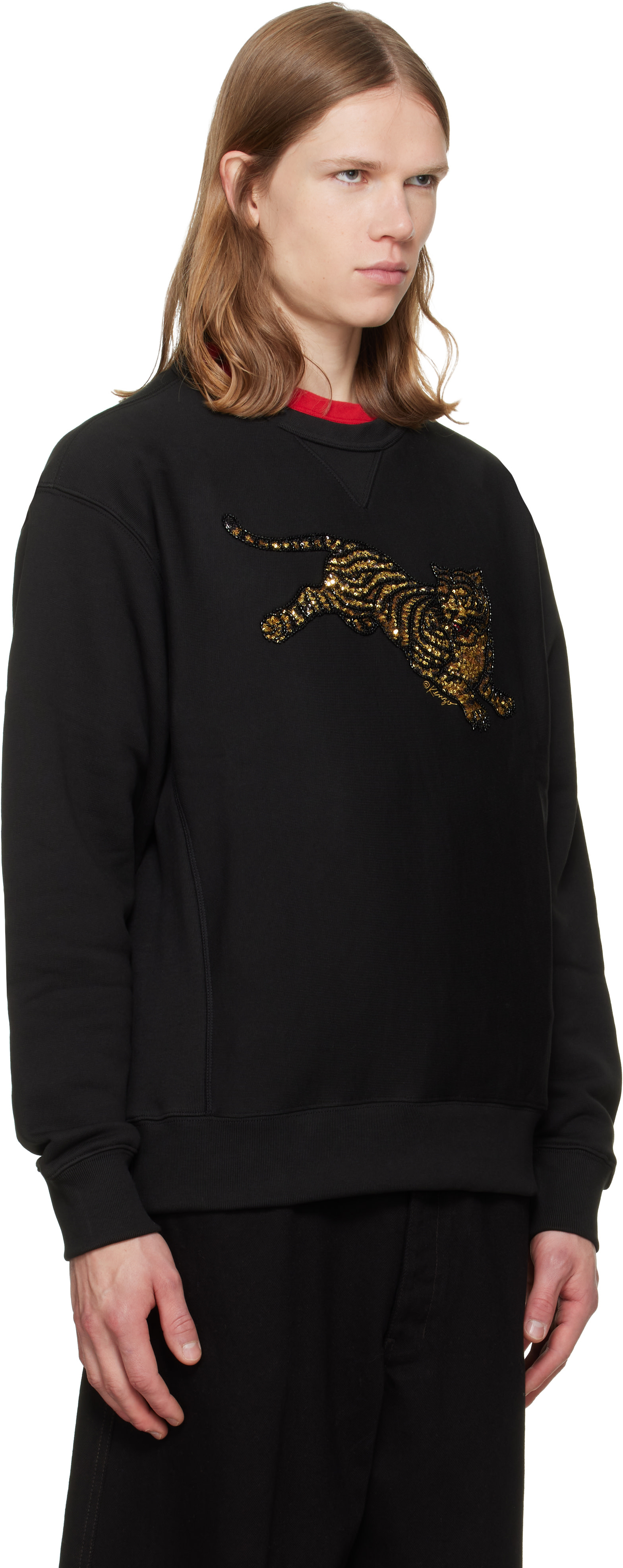 Kenzo - Pull molletonné noir à broderie Jumping Tiger