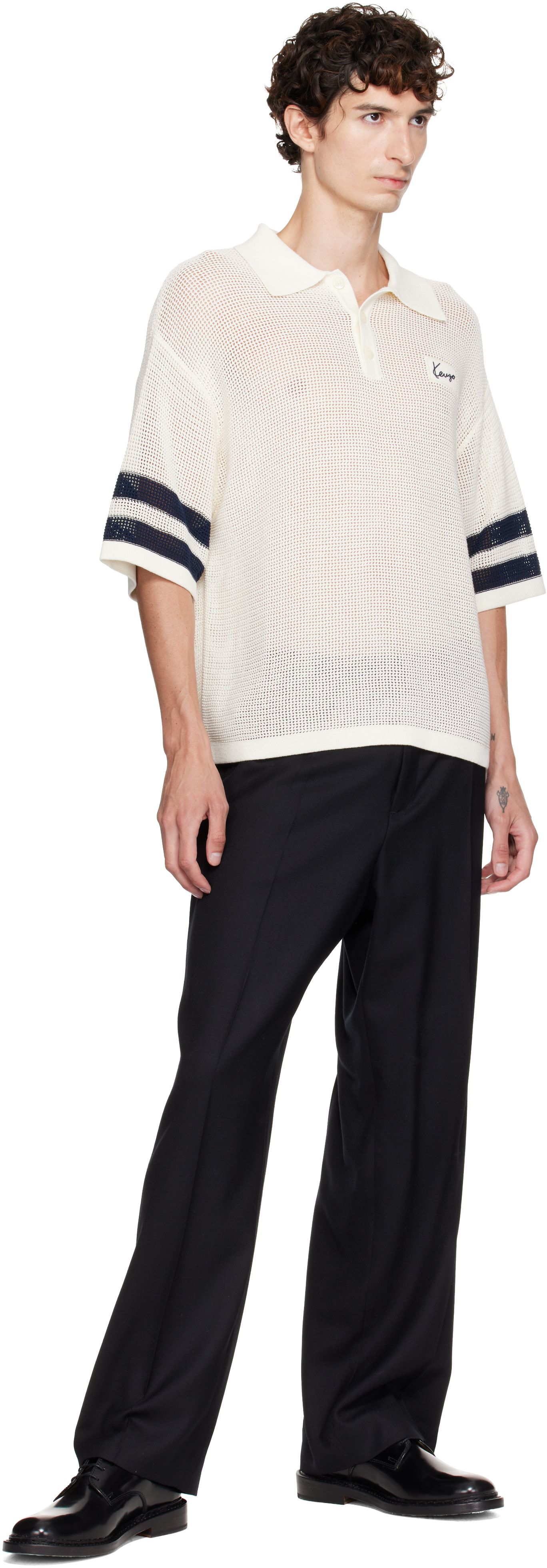 Kenzo - Polo blanc cassé à logo