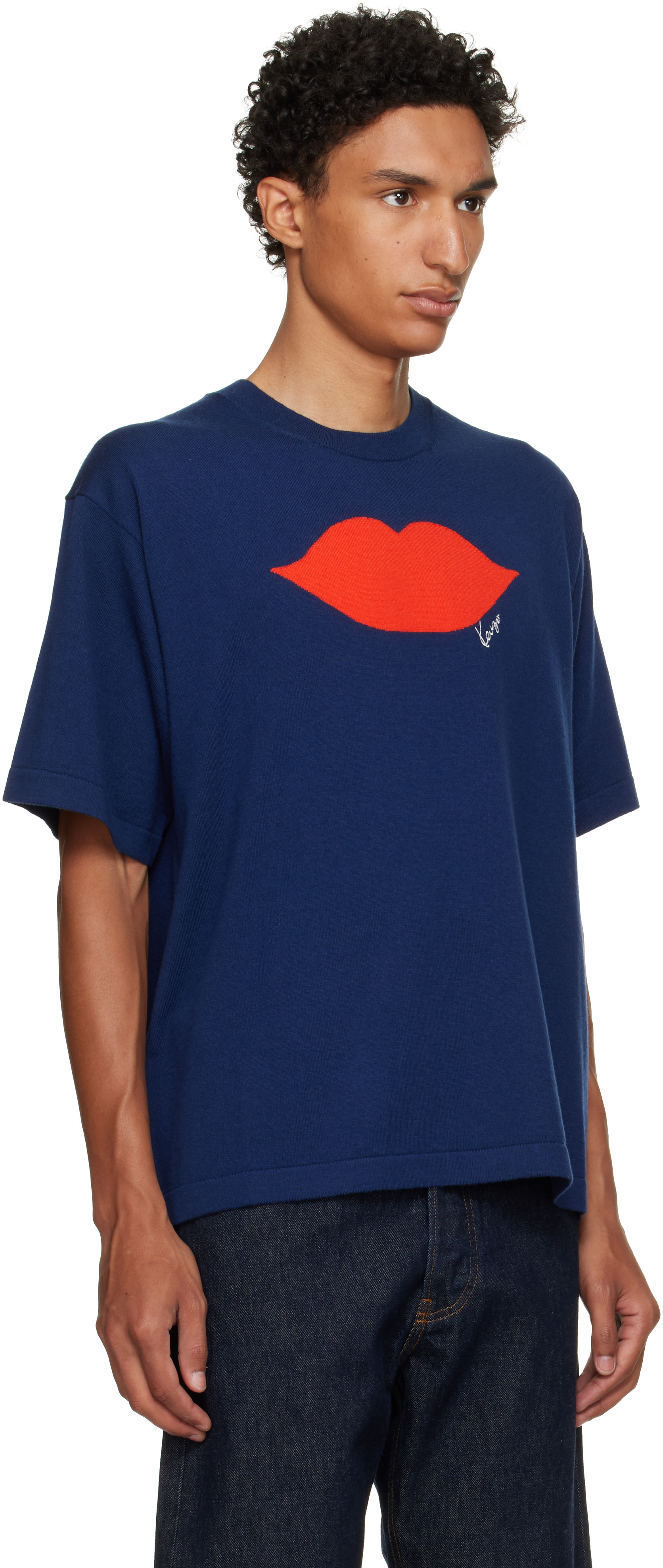 Kenzo: ネイビー Kenzo Paris 'KENZO Loves' Knitted Tシャツ | SSENSE