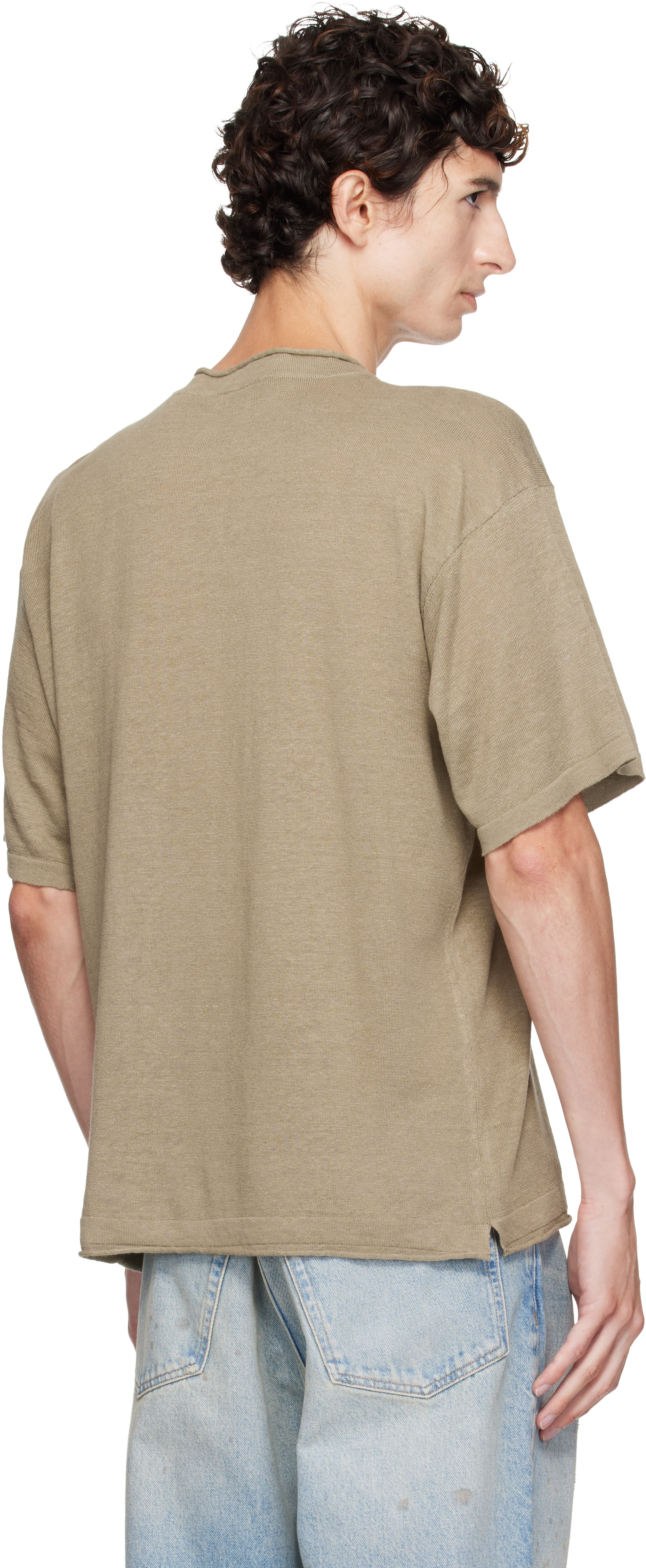 Kenzo: Khaki Kenzo Paris 'KENZO Signature' Embroidered T-shirt