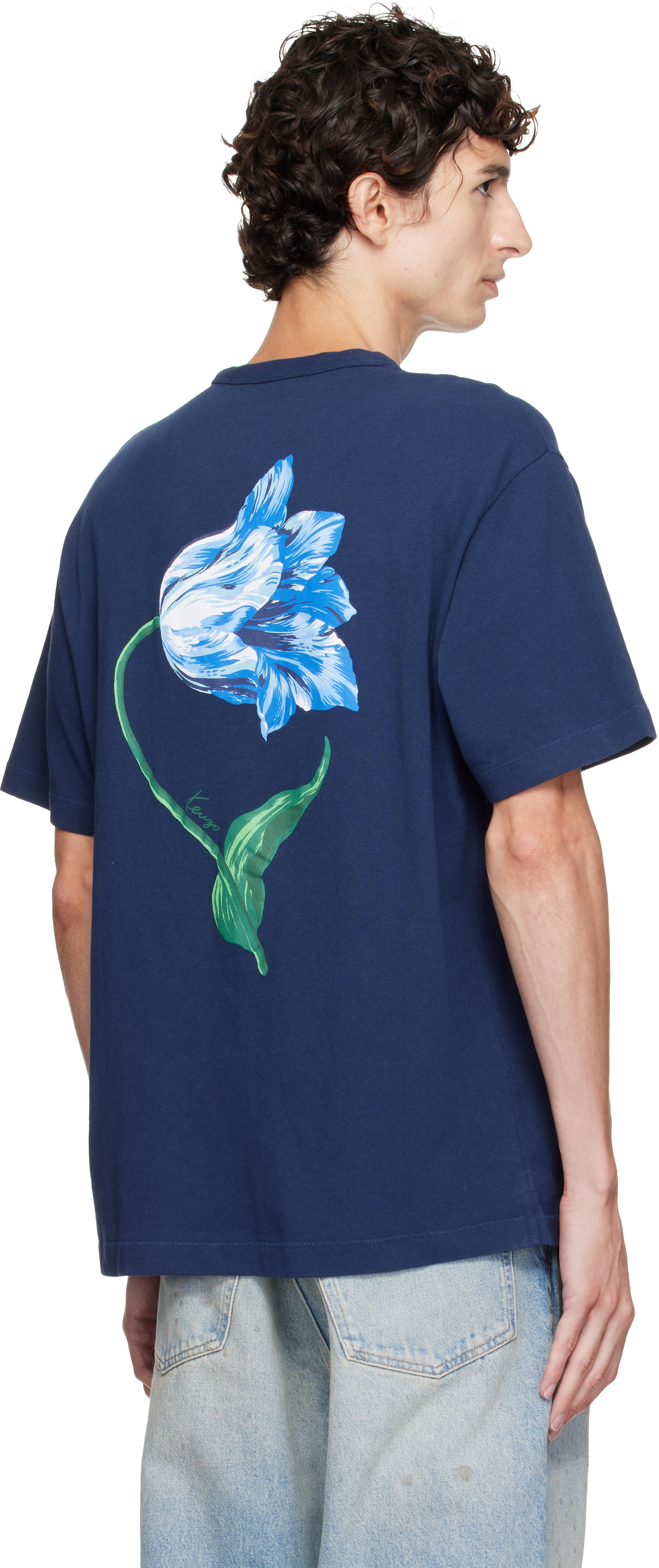 Kenzo: ネイビー Kenzo Paris 'KENZO Tulip' Tシャツ | SSENSE 日本