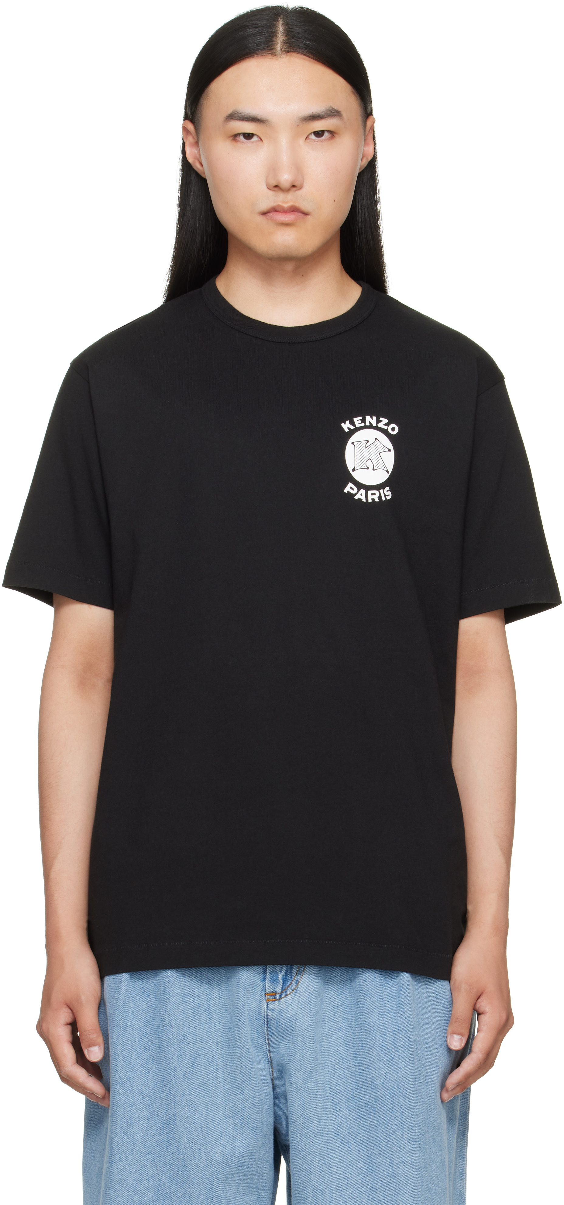 Kenzo: Black Kenzo Paris Cotton 'KENZO Paris Emblem' T-shirt | SSENSE