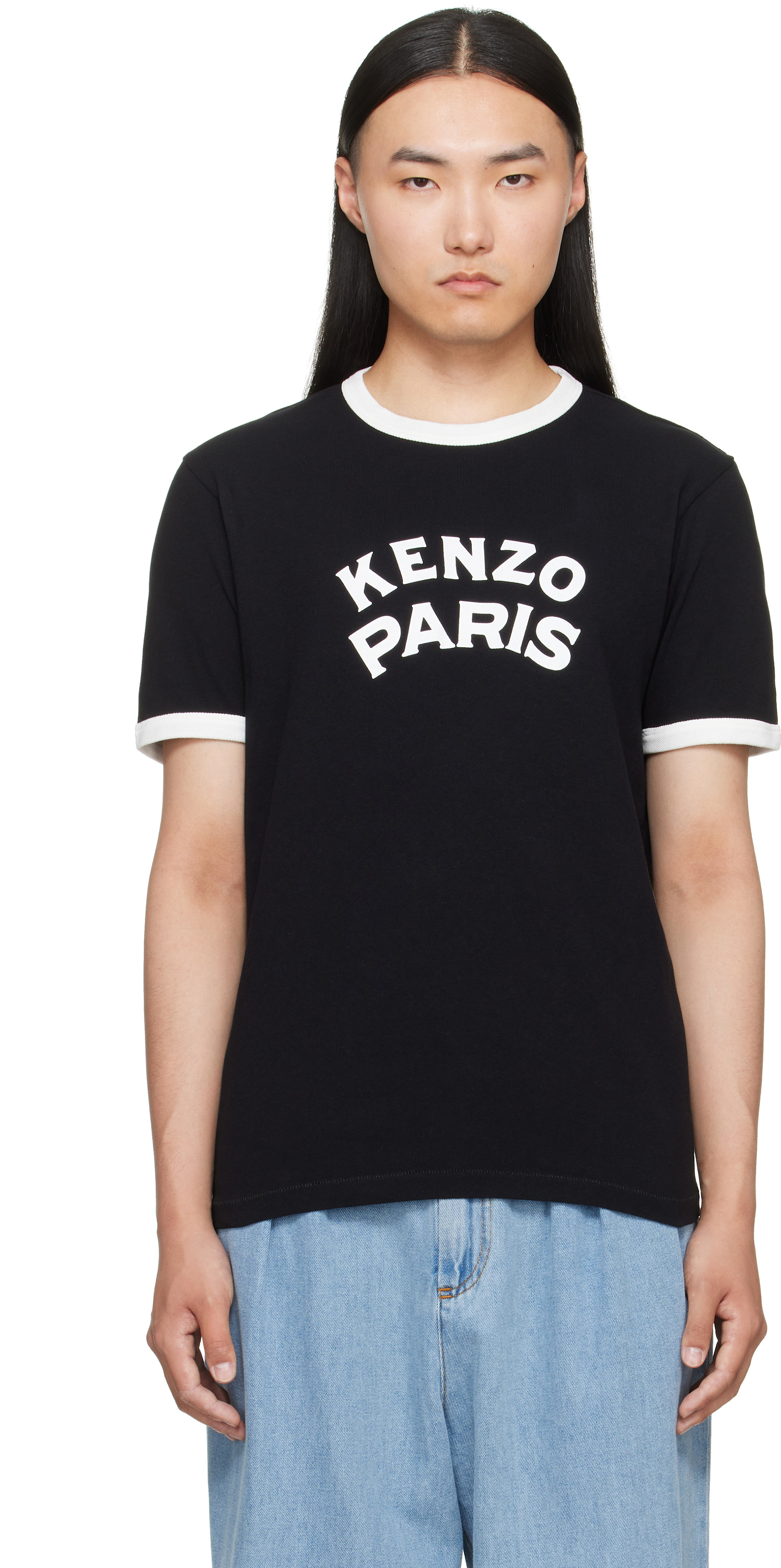 KENZO PARIS Tシャツ ブラック Mサイズ Kenzo: Black Kenzo Paris Cotton 'KENZO Paris Emblem' Slim T-shirt
