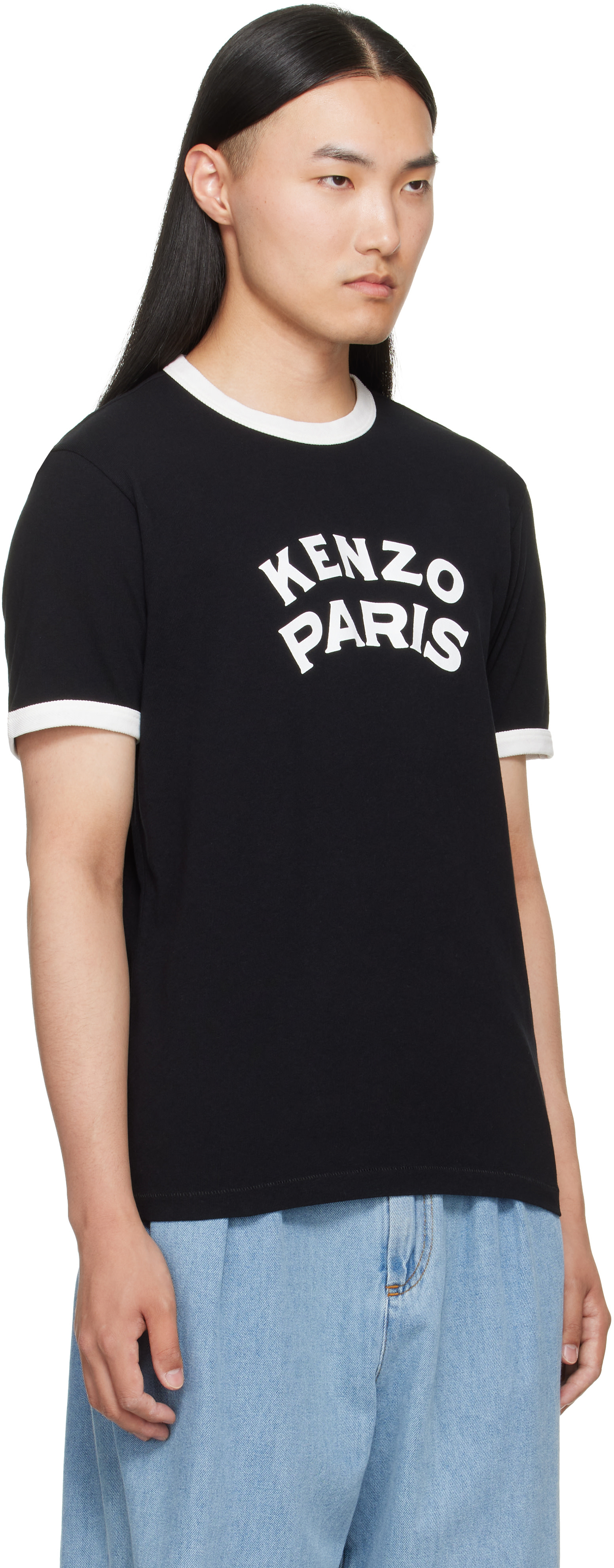 Kenzo Paris ロゴプリント Tシャツ XS Kenzo: Black Kenzo Paris Cotton 'KENZO Paris Emblem' Slim T-shirt