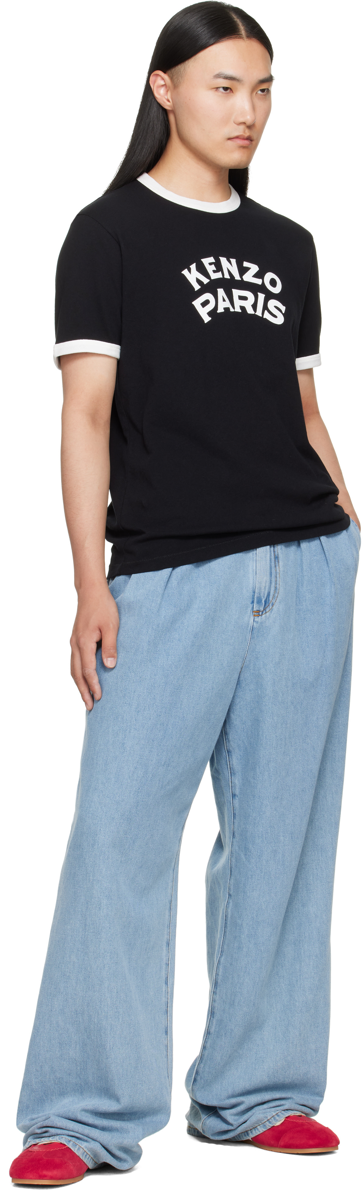 Kenzo: Black Kenzo Paris Cotton 'KENZO Paris Emblem' Slim T-shirt
