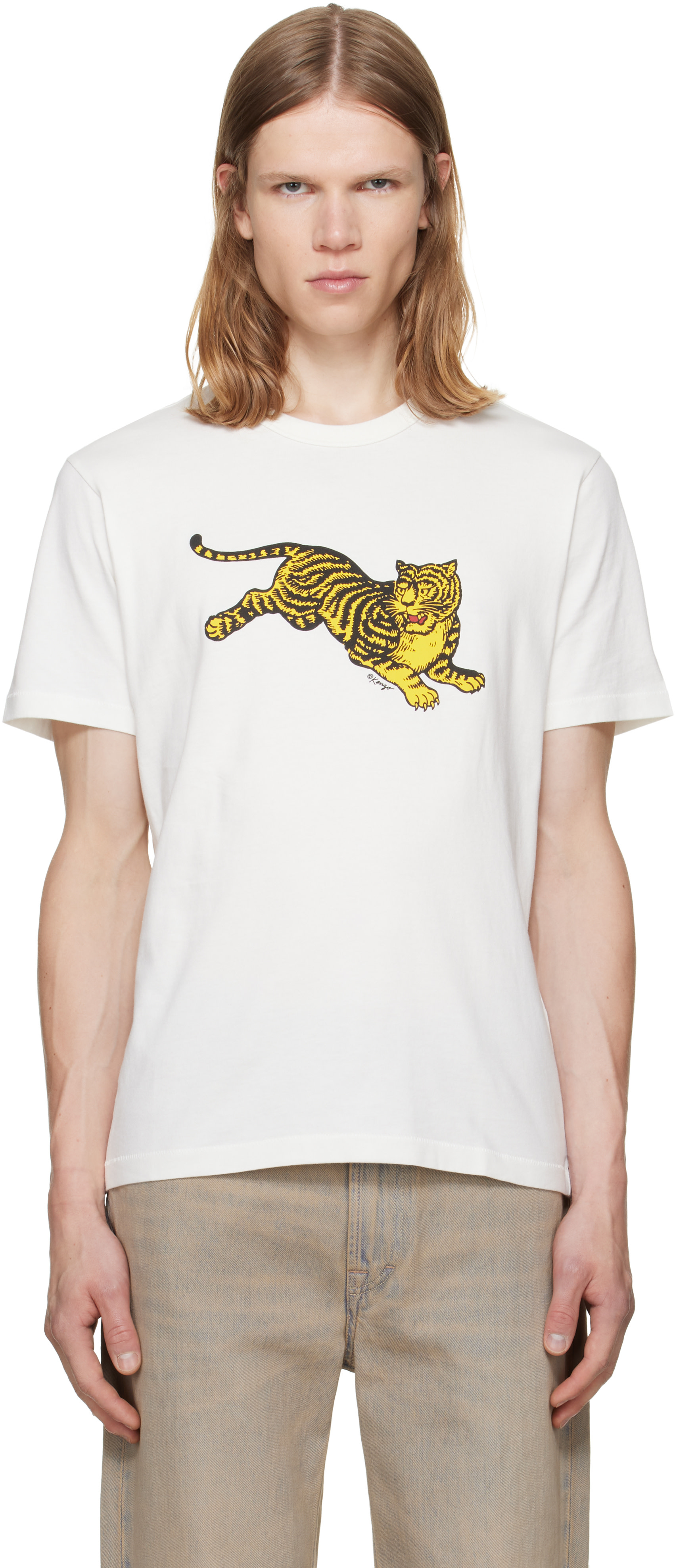 Kenzo: ホワイト Kenzo Paris 'KENZO Jumping Tiger' スリム Tシャツ