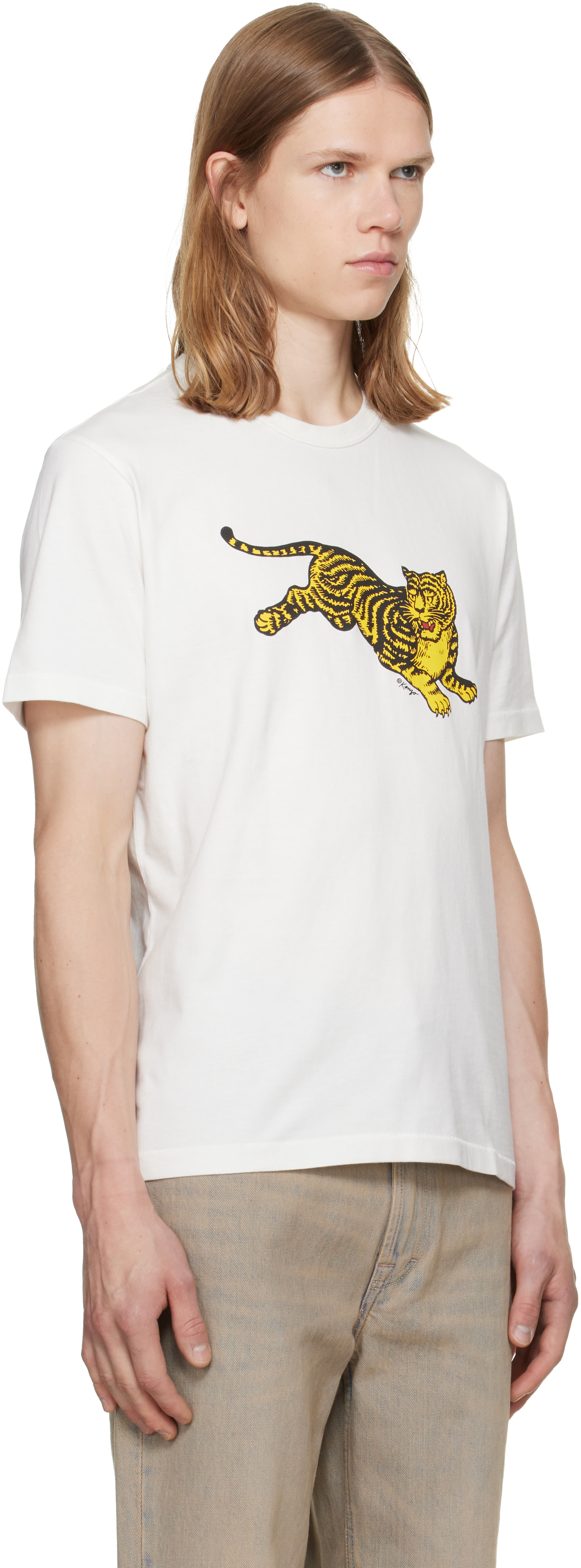 Kenzo: ホワイト Kenzo Paris 'KENZO Jumping Tiger' スリム Tシャツ