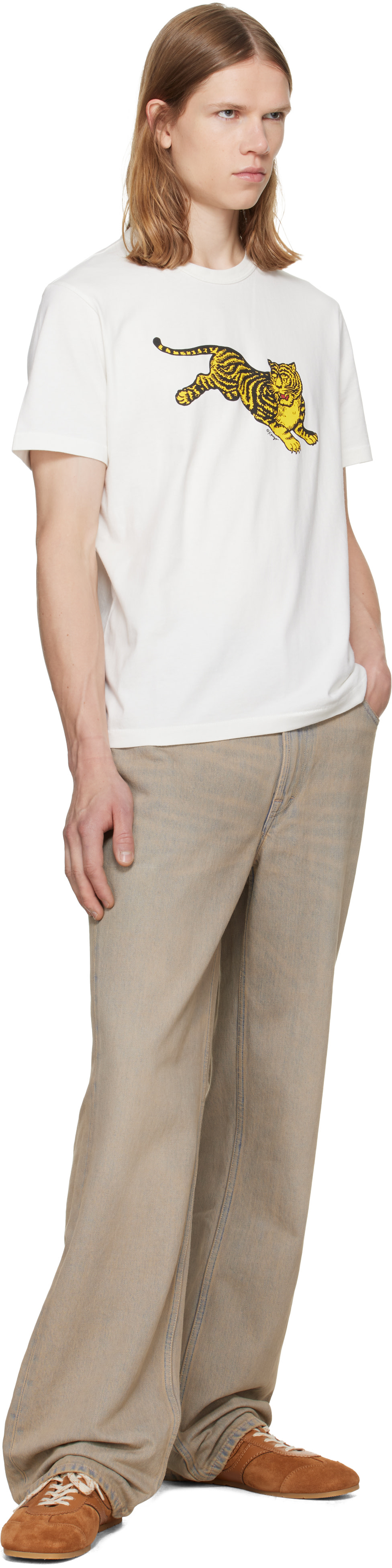 Kenzo: White Kenzo Paris 'KENZO Jumping Tiger' Slim T-shirt | SSENSE