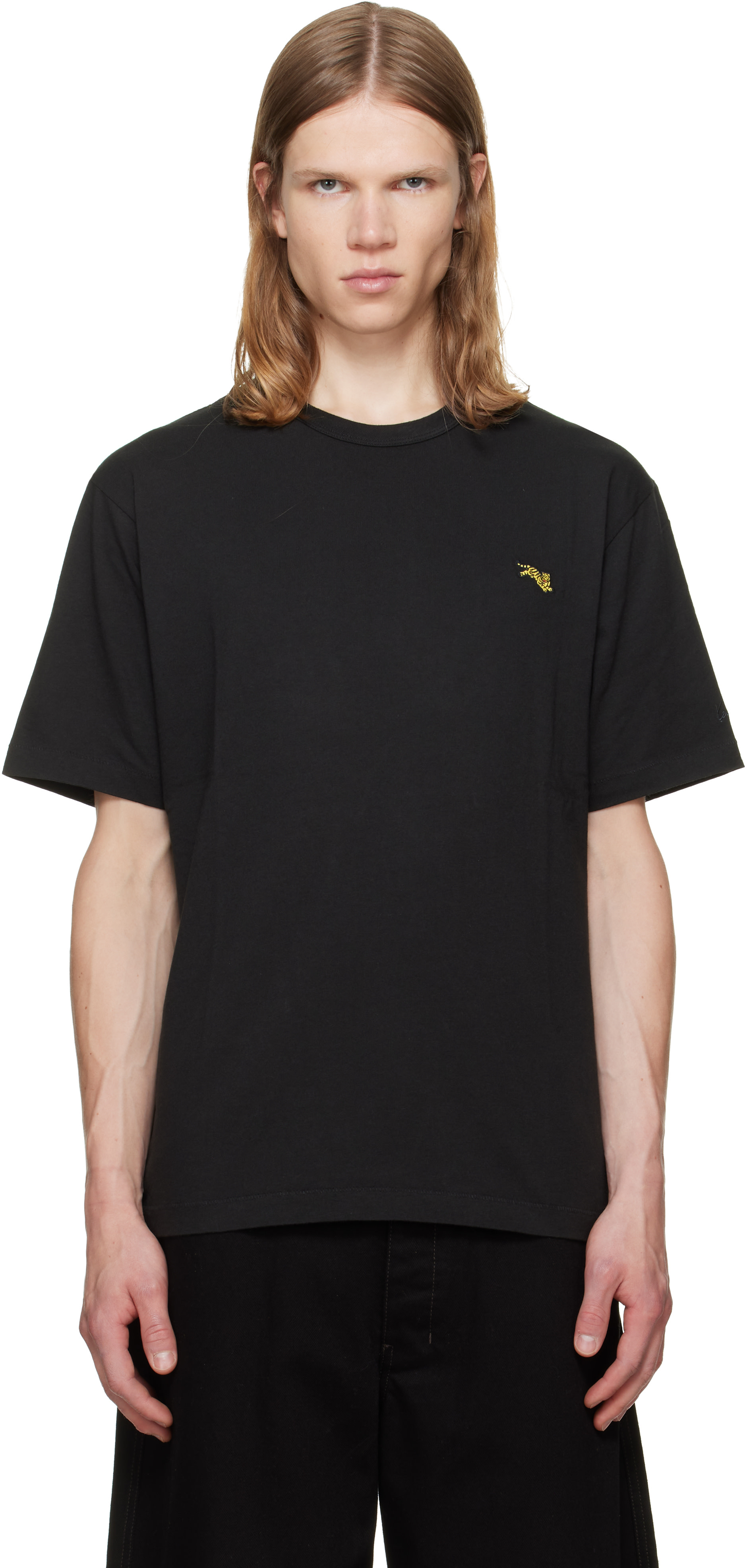 Kenzo: Black Kenzo Paris 'KENZO Jumping Tiger' Embroidered T-shirt