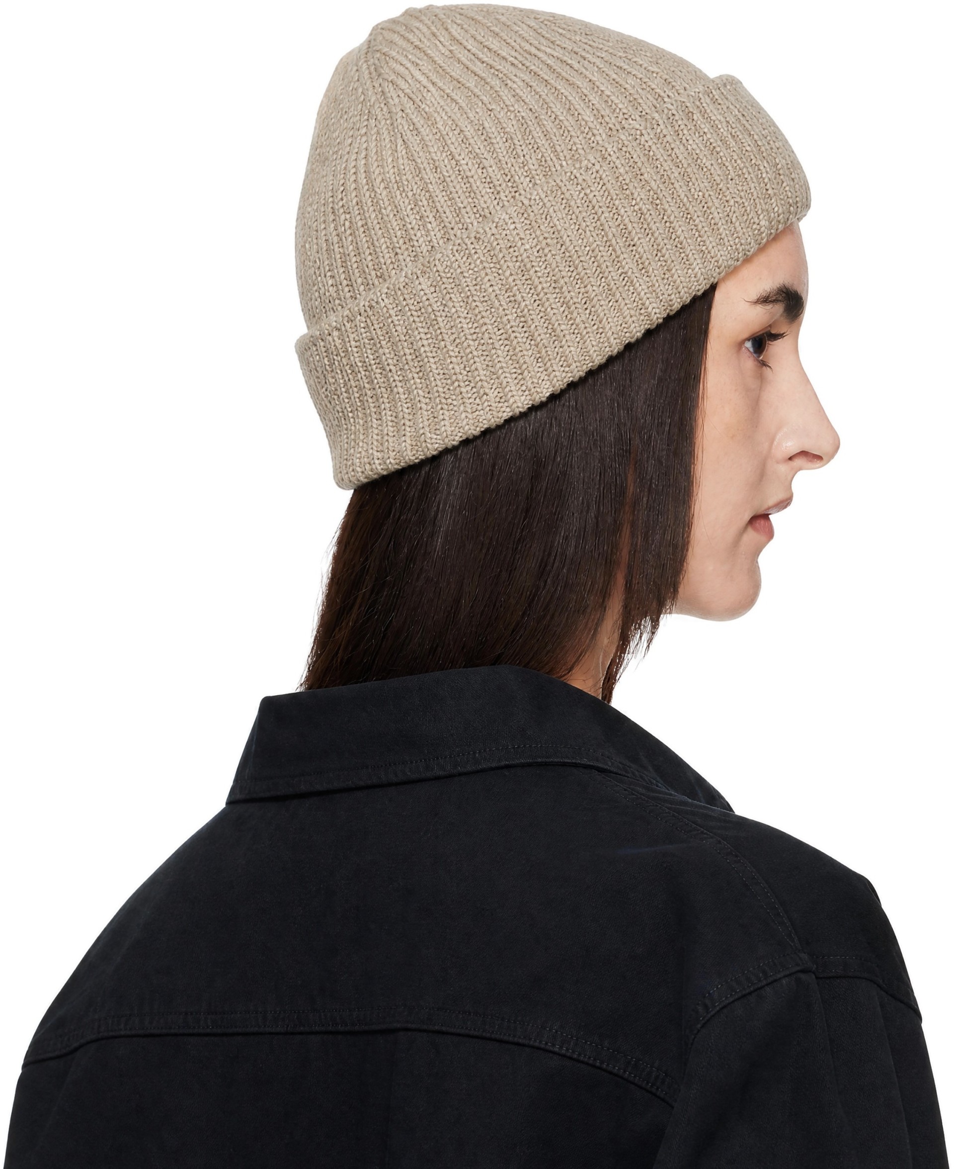 Maison Kitsuné: Beige Fox Head Large Beanie | SSENSE