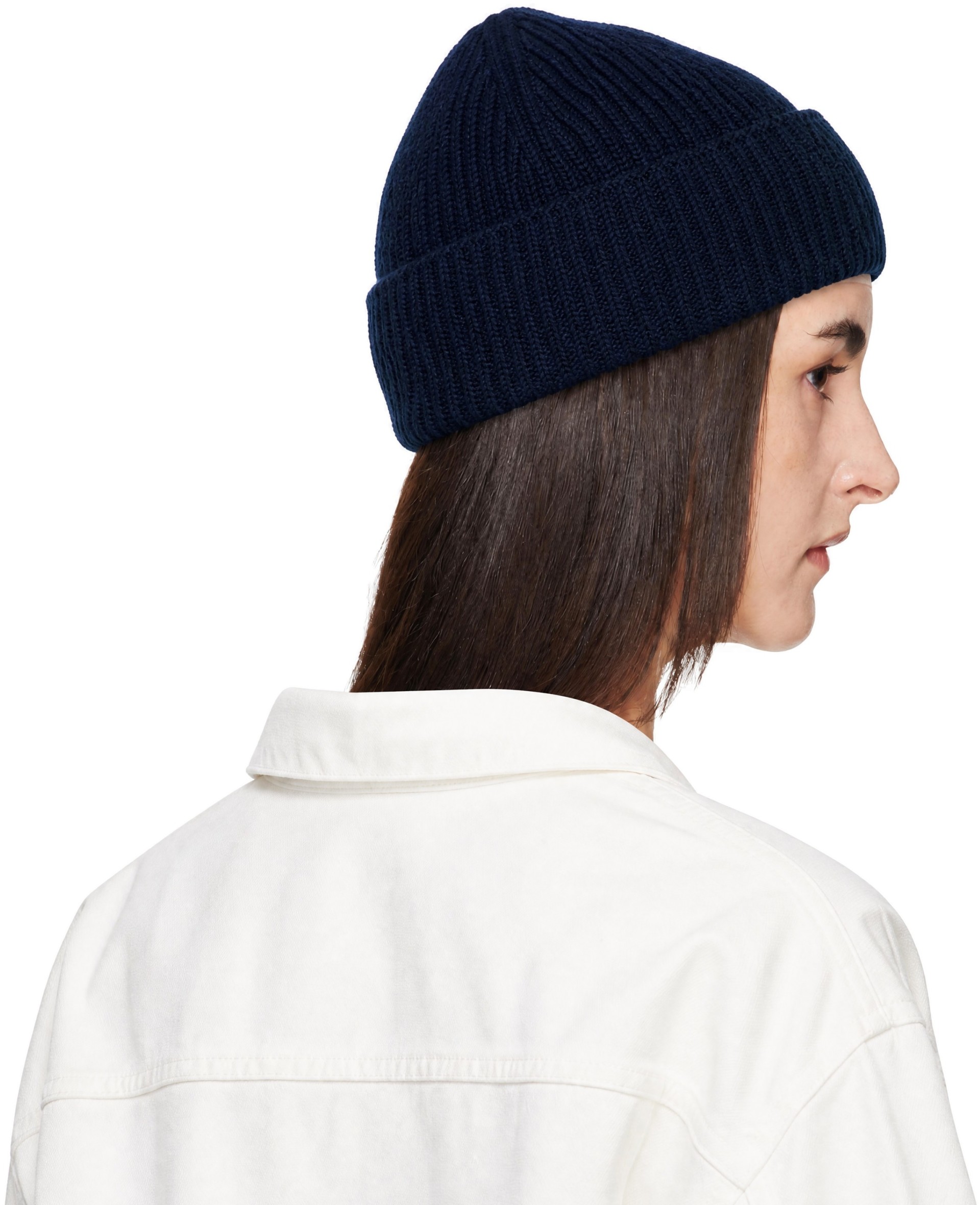 Maison Kitsuné: Navy Fox Head Large Beanie | SSENSE