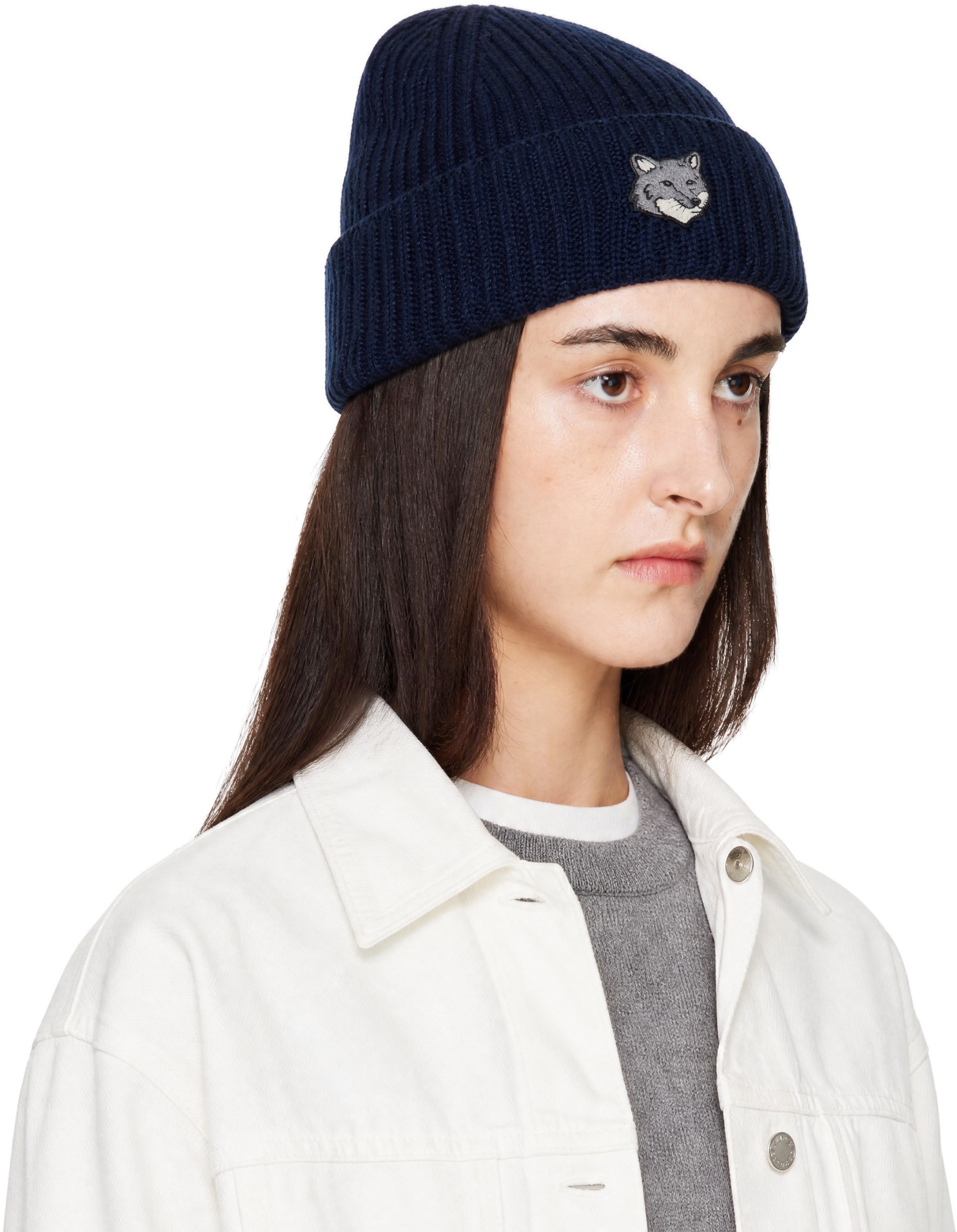 Maison Kitsuné - 네이비 폭스헤드 라지 비니