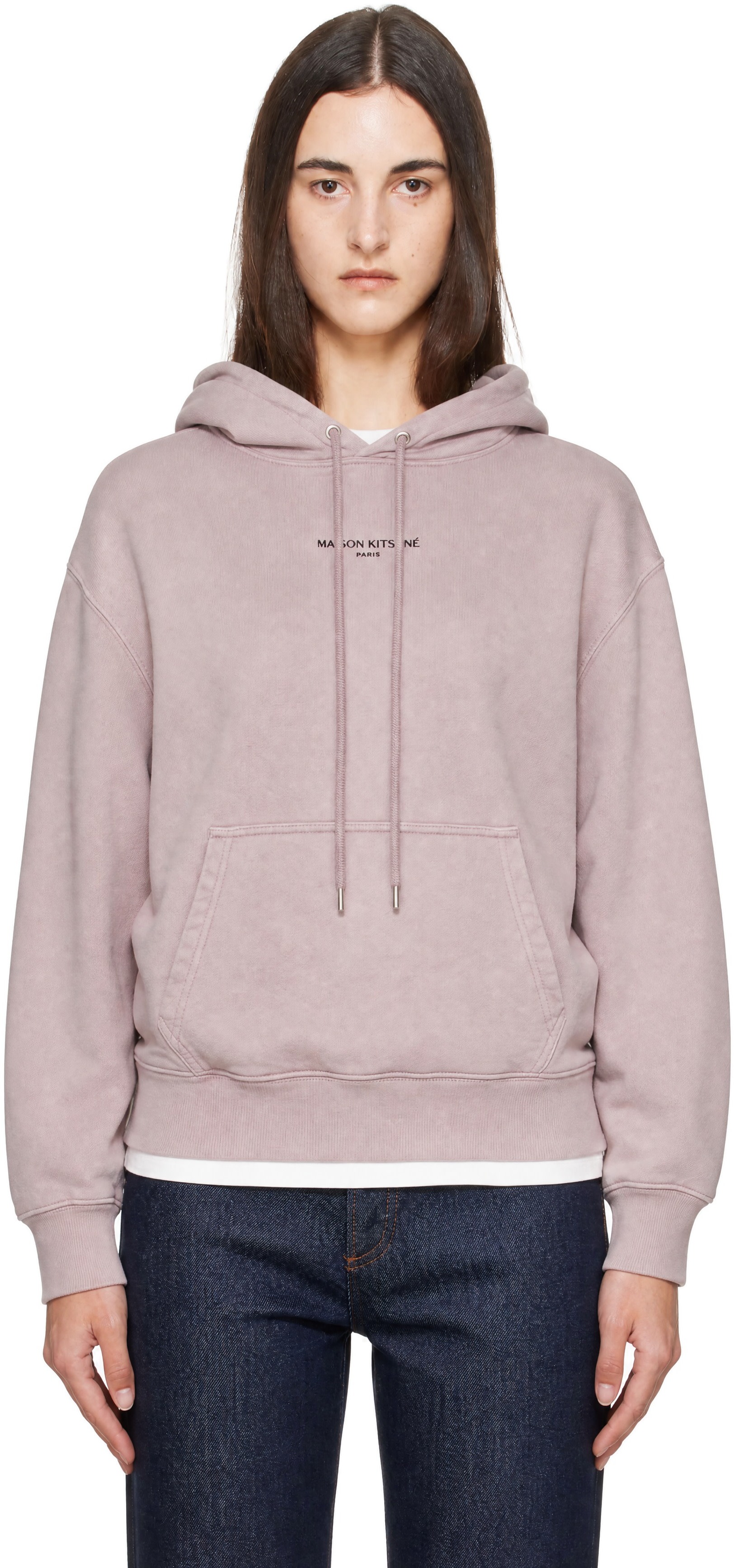 Maison Kitsuné - Pull à capuche décontracté mauve à logo