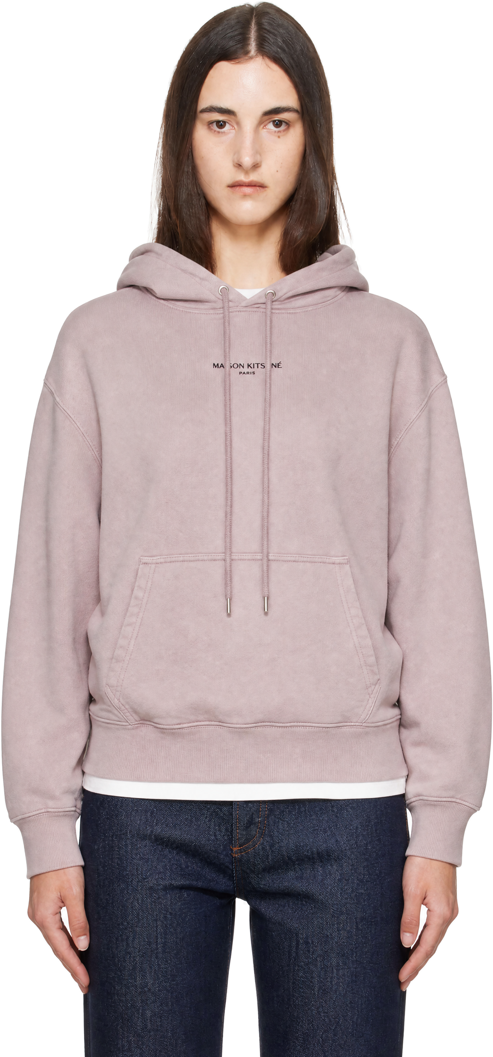 Maison Kitsuné - Pull à capuche décontracté mauve à logo