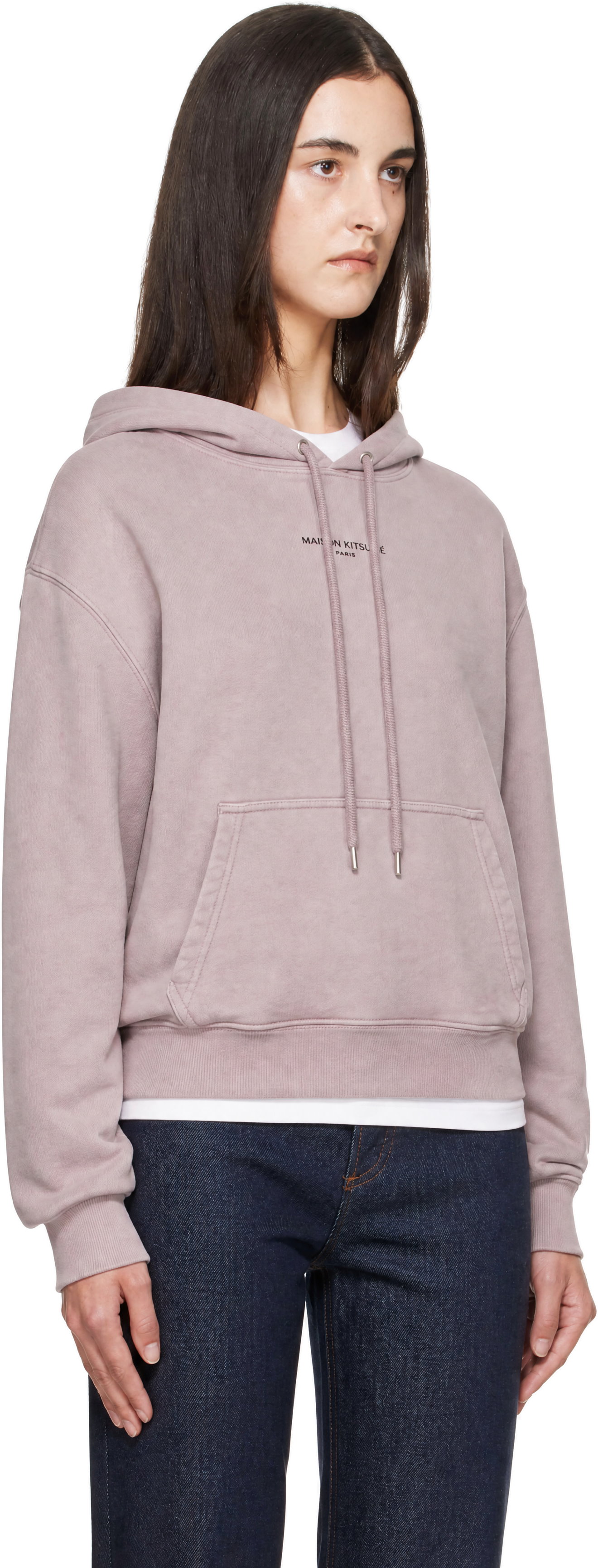 Maison Kitsuné - Pull à capuche décontracté mauve à logo