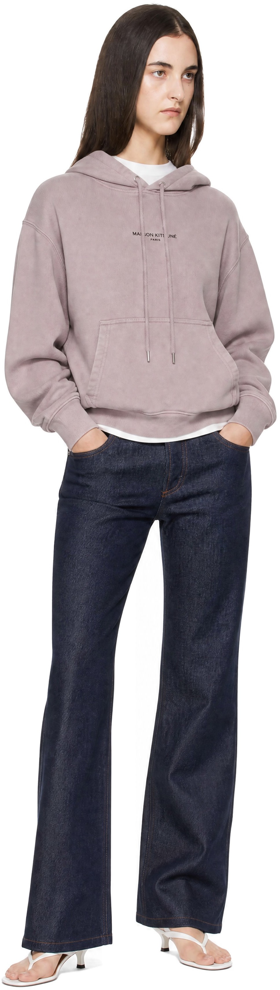 Maison Kitsuné - Pull à capuche décontracté mauve à logo
