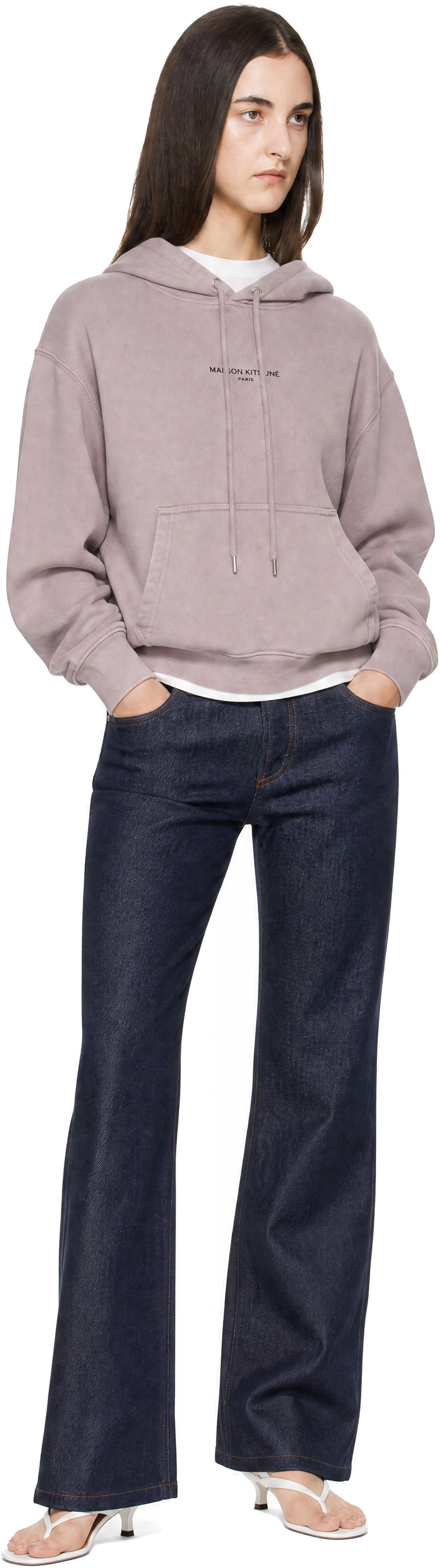 Maison Kitsuné - Pull à capuche décontracté mauve à logo