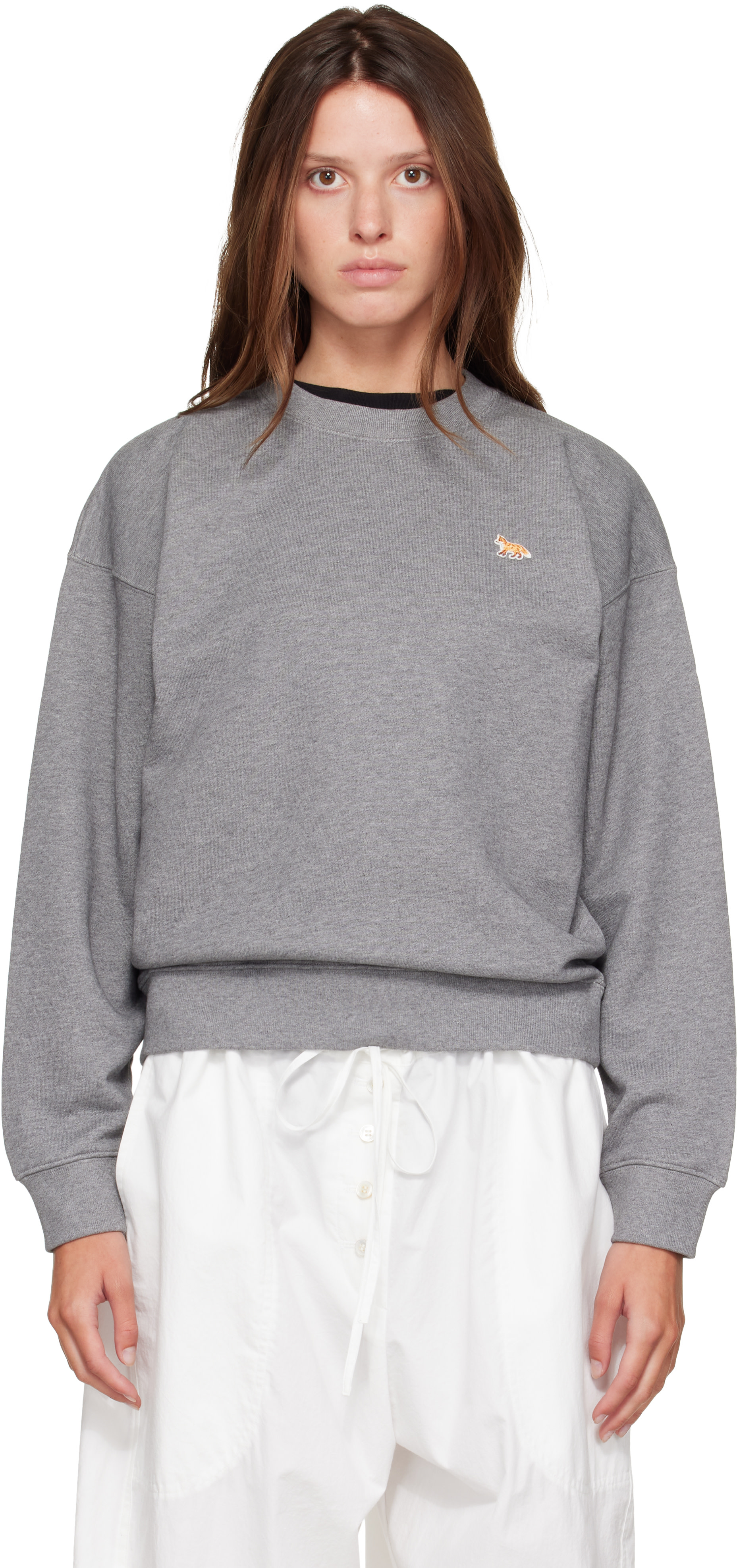 Maison Kitsuné: Gray Baby Fox Comfort Sweatshirt | SSENSE United