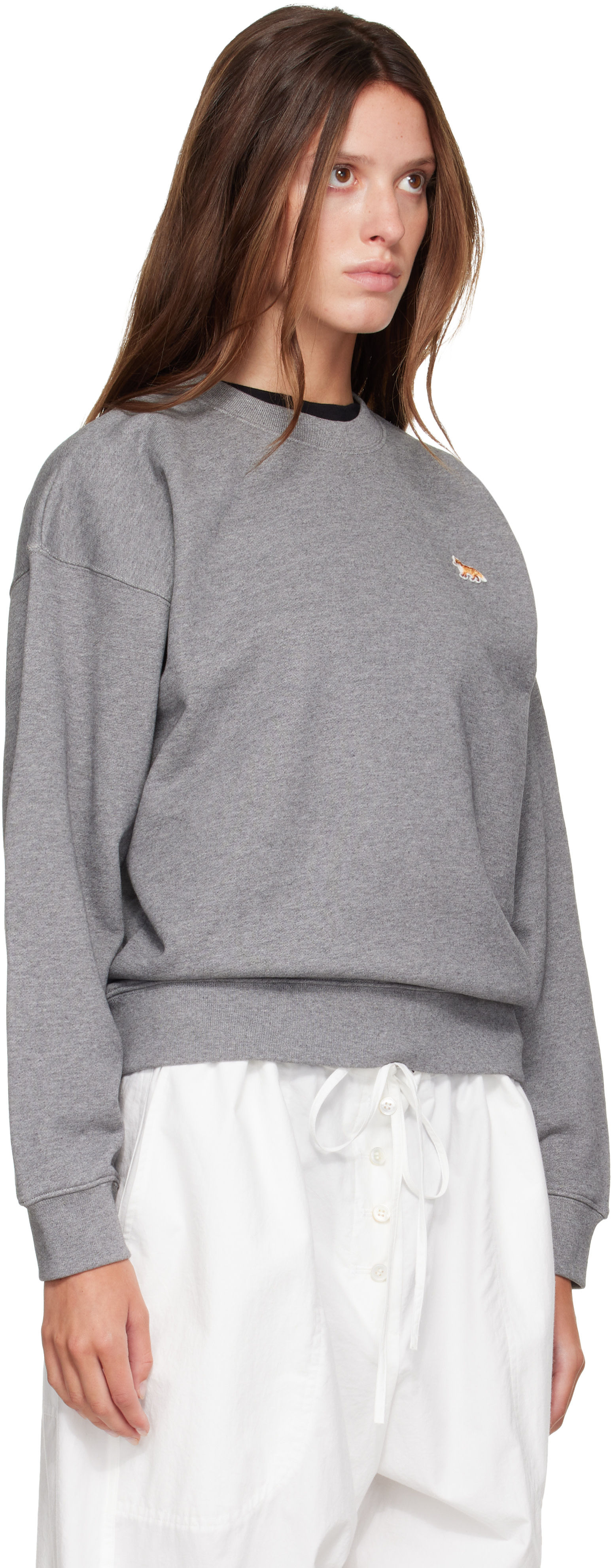 Maison Kitsuné - Pull molletonné décontracté gris à logo Baby Fox