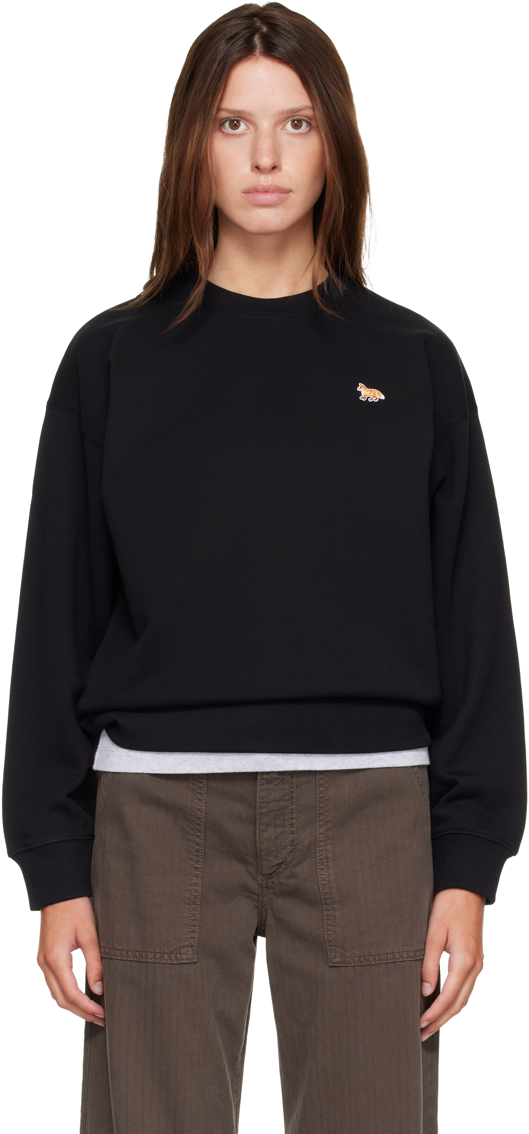 Maison Kitsuné - Pull molletonné décontracté noir à logo Baby Fox