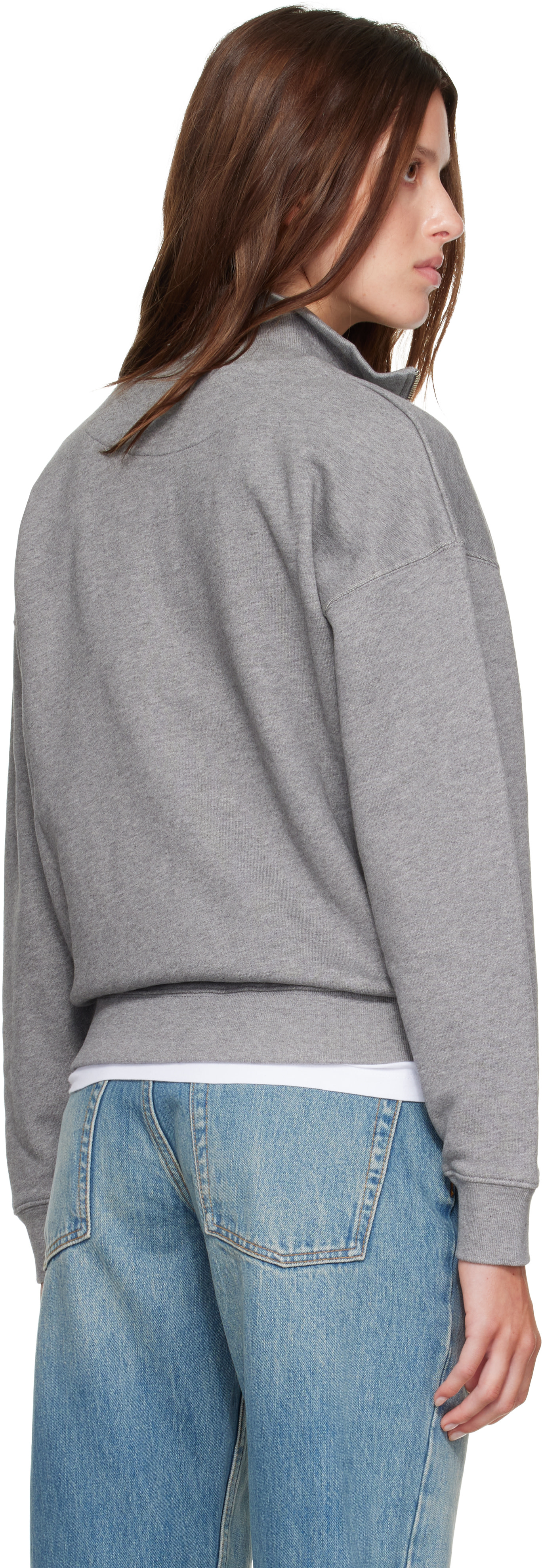 Maison Kitsuné: Gray Baby Fox Half Zipped Sweatshirt | SSENSE