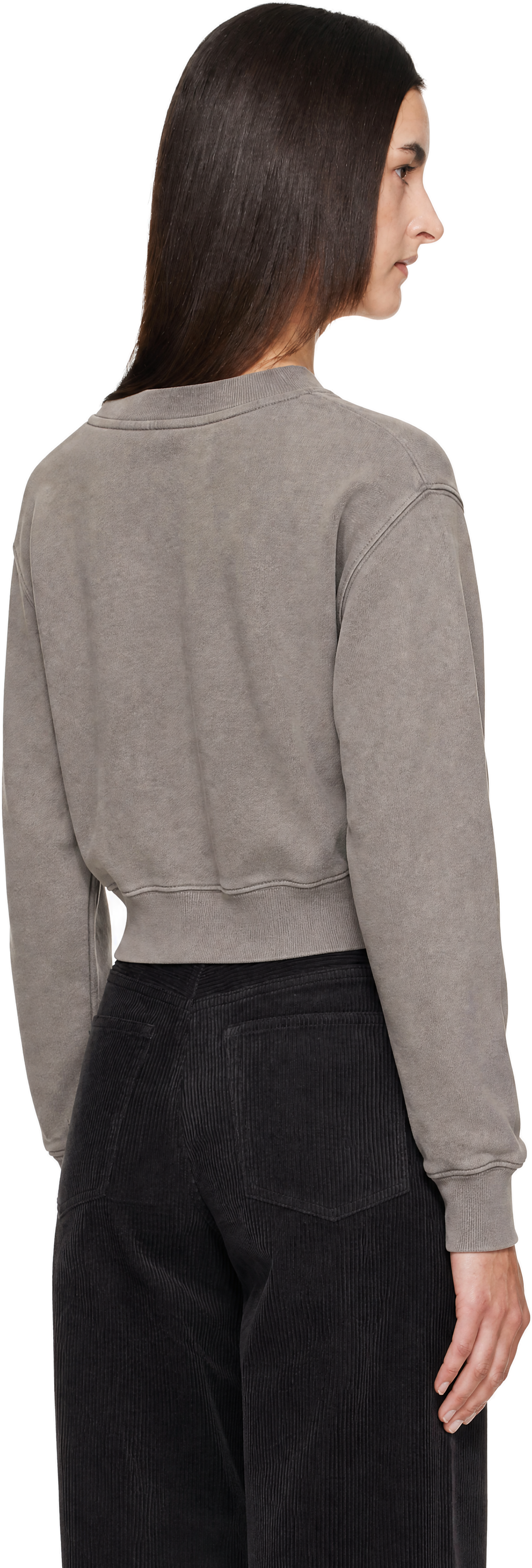 Maison Kitsuné - Pull molletonné écourté gris à logo