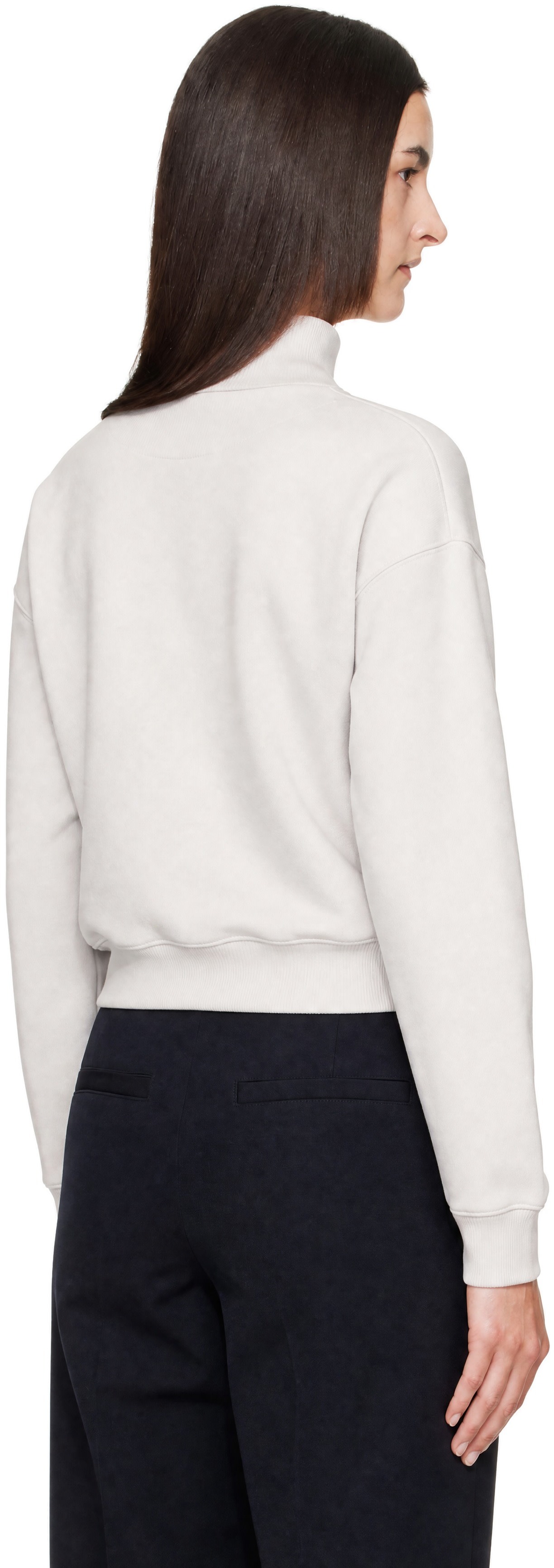 Maison Kitsuné: Gray Baby Fox Half Zip Sweatshirt | SSENSE