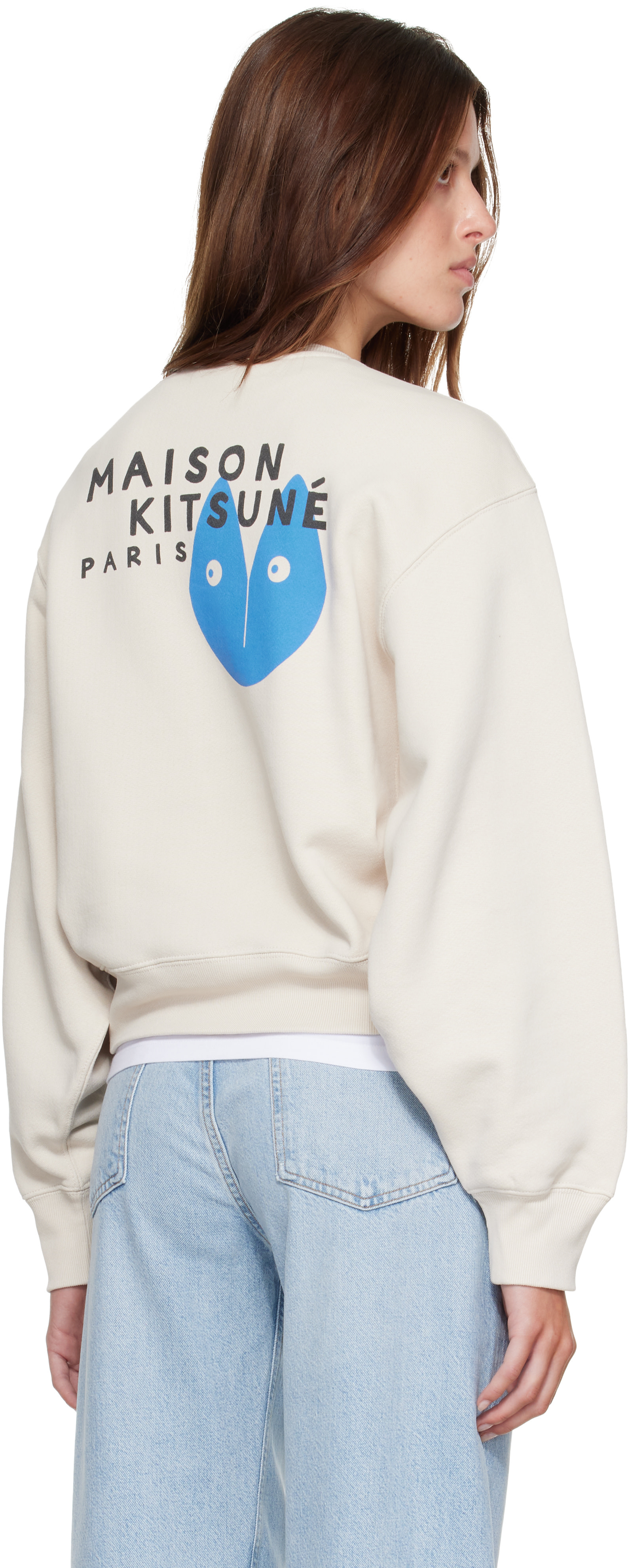 ☆即発 MAISON KITSUNÉ × QUODDY コラボ モカシン 9.5 Maison Kitsuné: Beige Fortune Fox Relaxed Sweatshirt | SSENSE