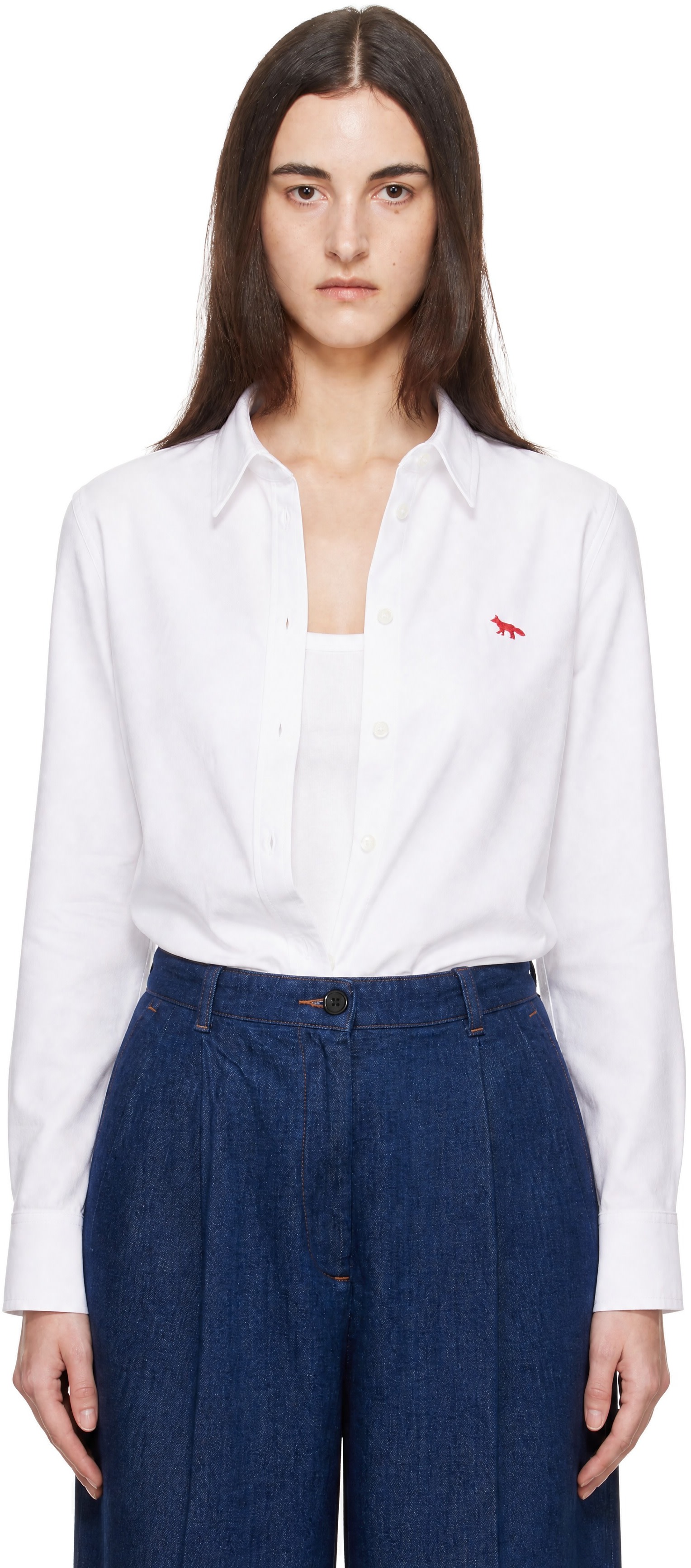 Maison Kitsuné - Chemise blanche à logo Profile Fox