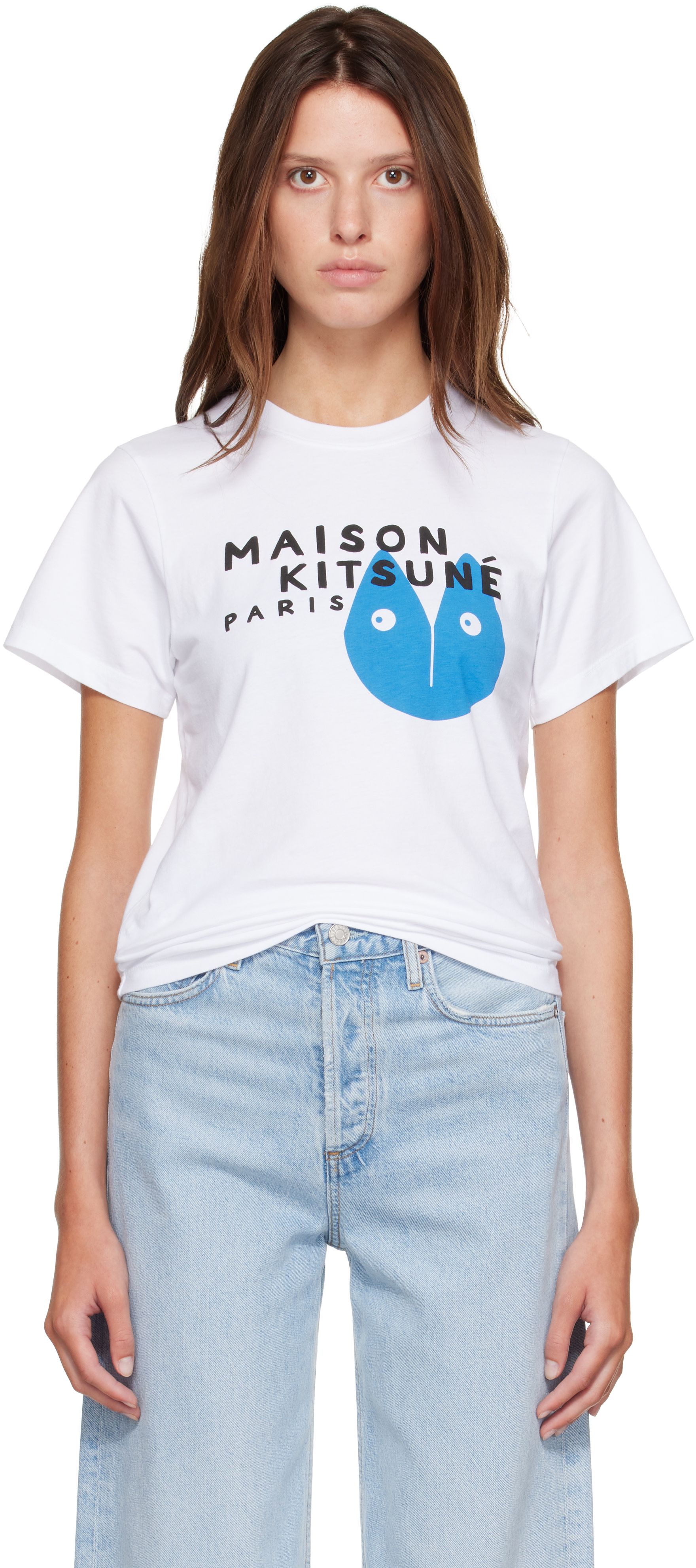 Maison Kitsuné: White Fortune Fox Standard T-shirt | SSENSE Canada