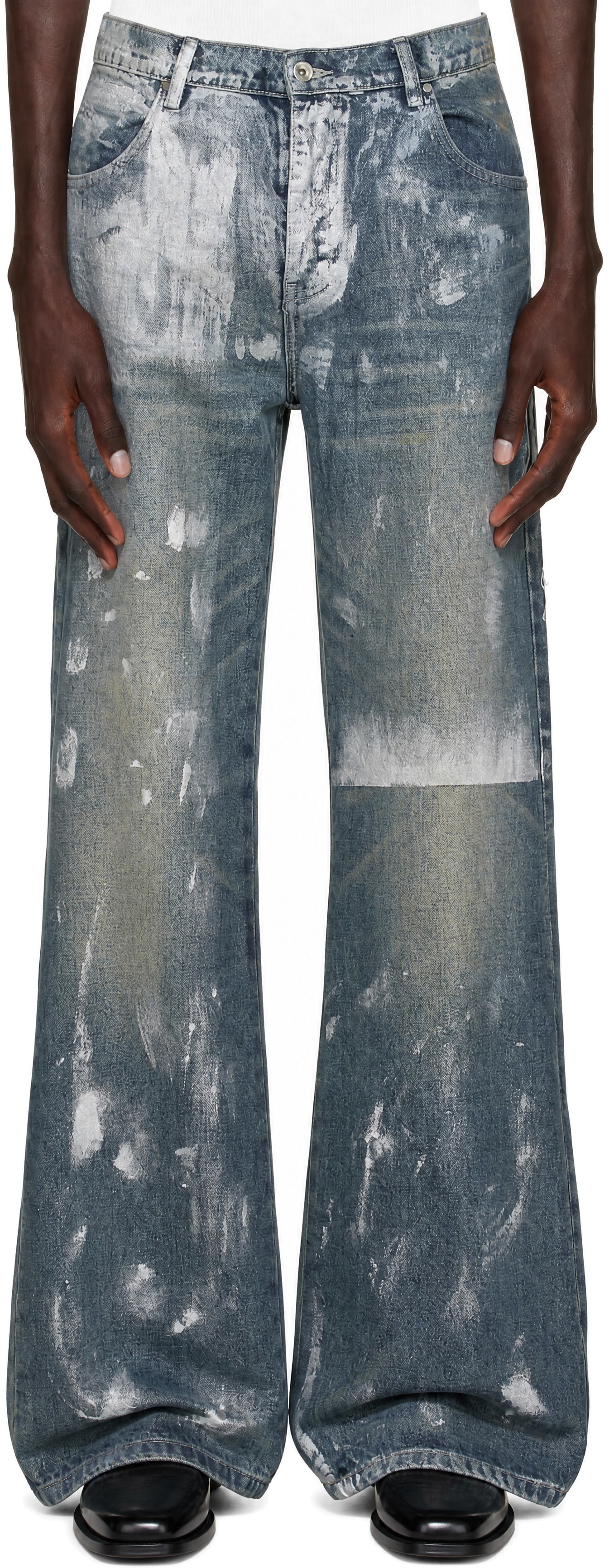 Who Decides War: ブルー Demi Flare Fit Luster Patches ジーンズ 
