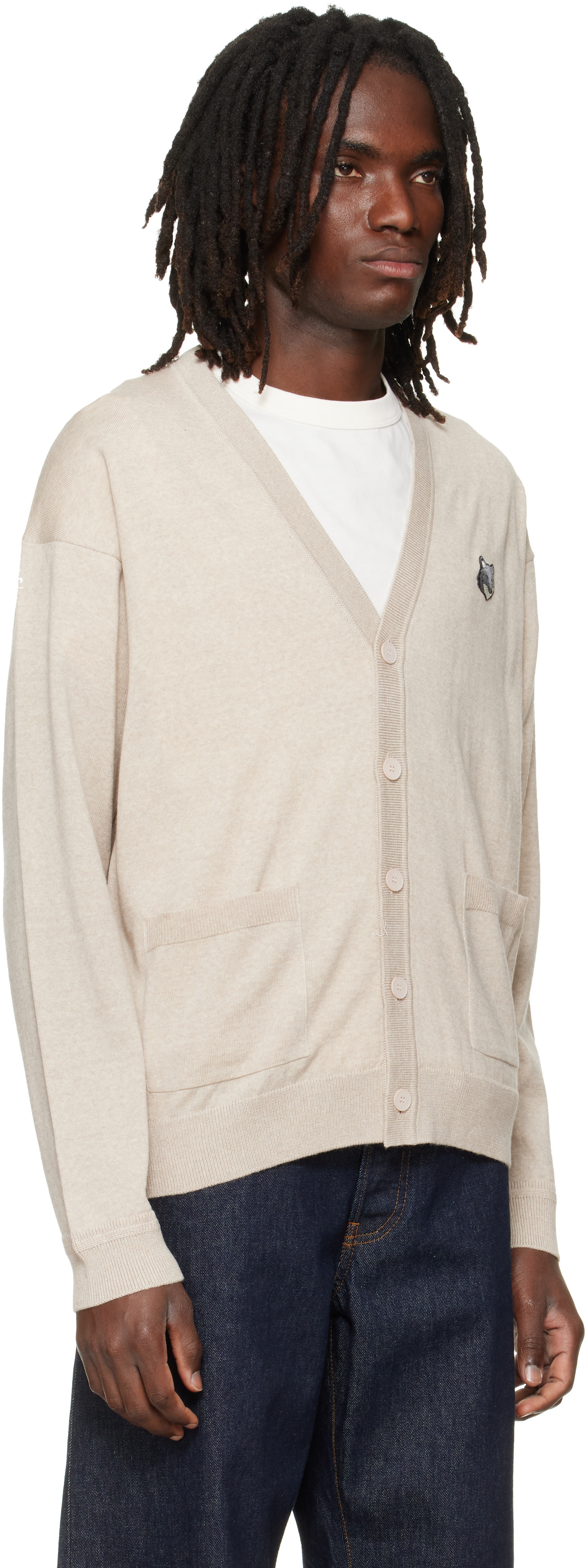 Maison Kitsuné: ベージュ フォックスヘッド メリノ コンフォート