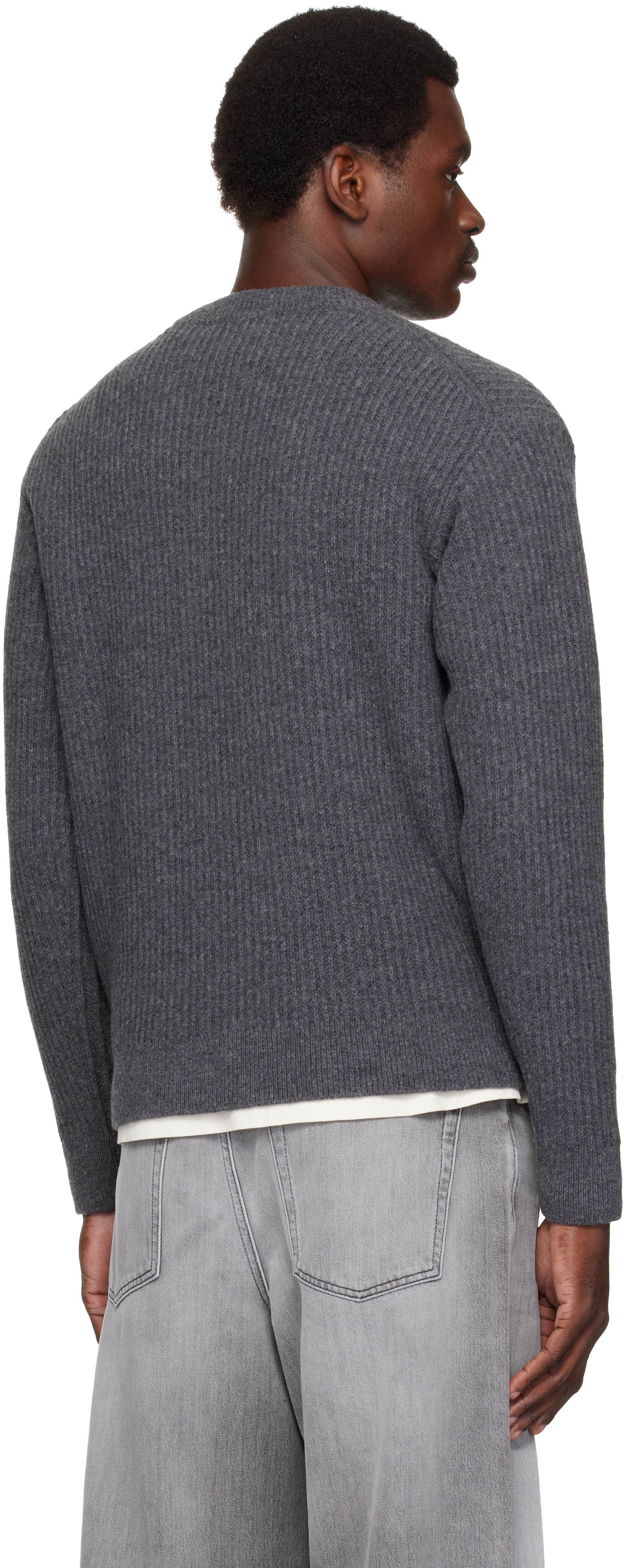 Maison Kitsuné - Gray Fox Head Wool Ribbed Sweater