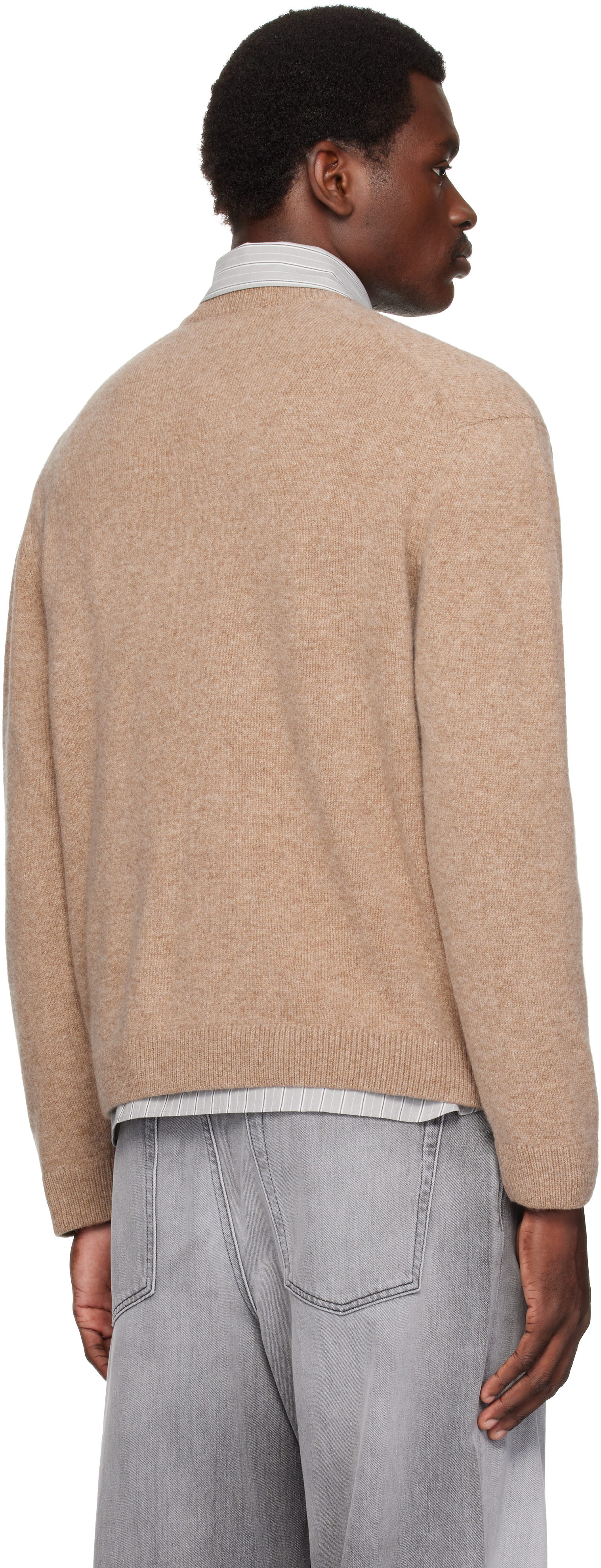 Maison Kitsuné: Beige Fox Head Lambswool Comfort Sweater | SSENSE