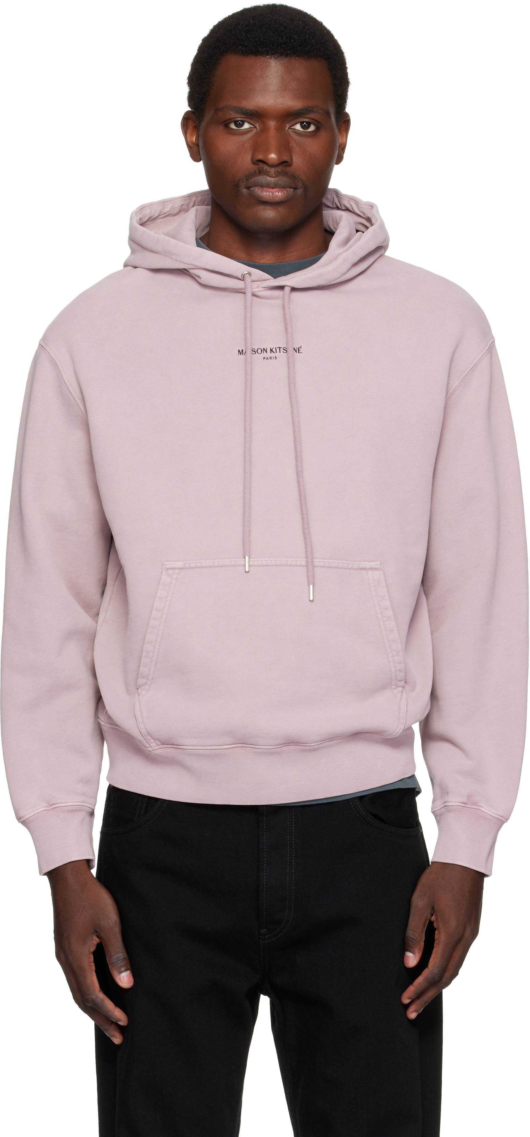Maison Kitsuné: Purple 'Maison Kitsuné Paris' Faded Comfort Hoodie