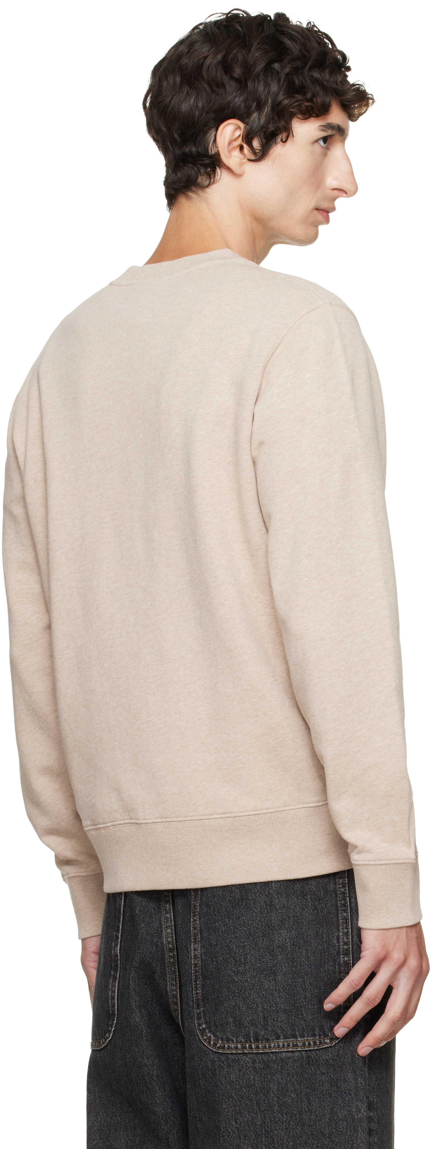 Maison Kitsuné - Pull molletonné beige à logo Fox Head