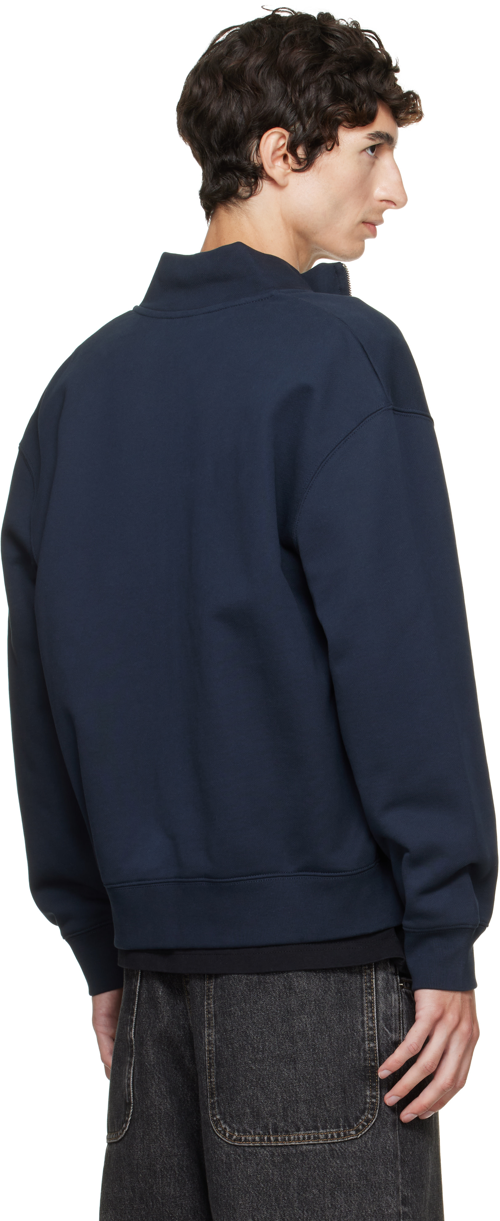 Maison Kitsuné: Navy Fox Head Zipped Comfort Sweatshirt | SSENSE