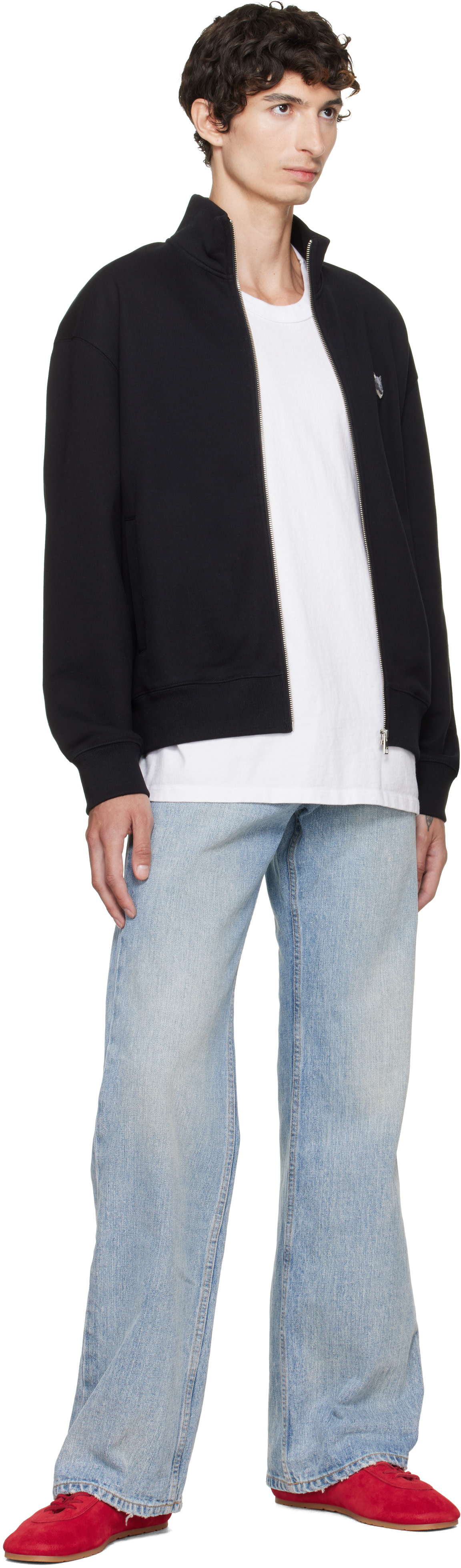 Maison Kitsuné - Pull molletonné décontracté noir à glissière à logo Fox Head