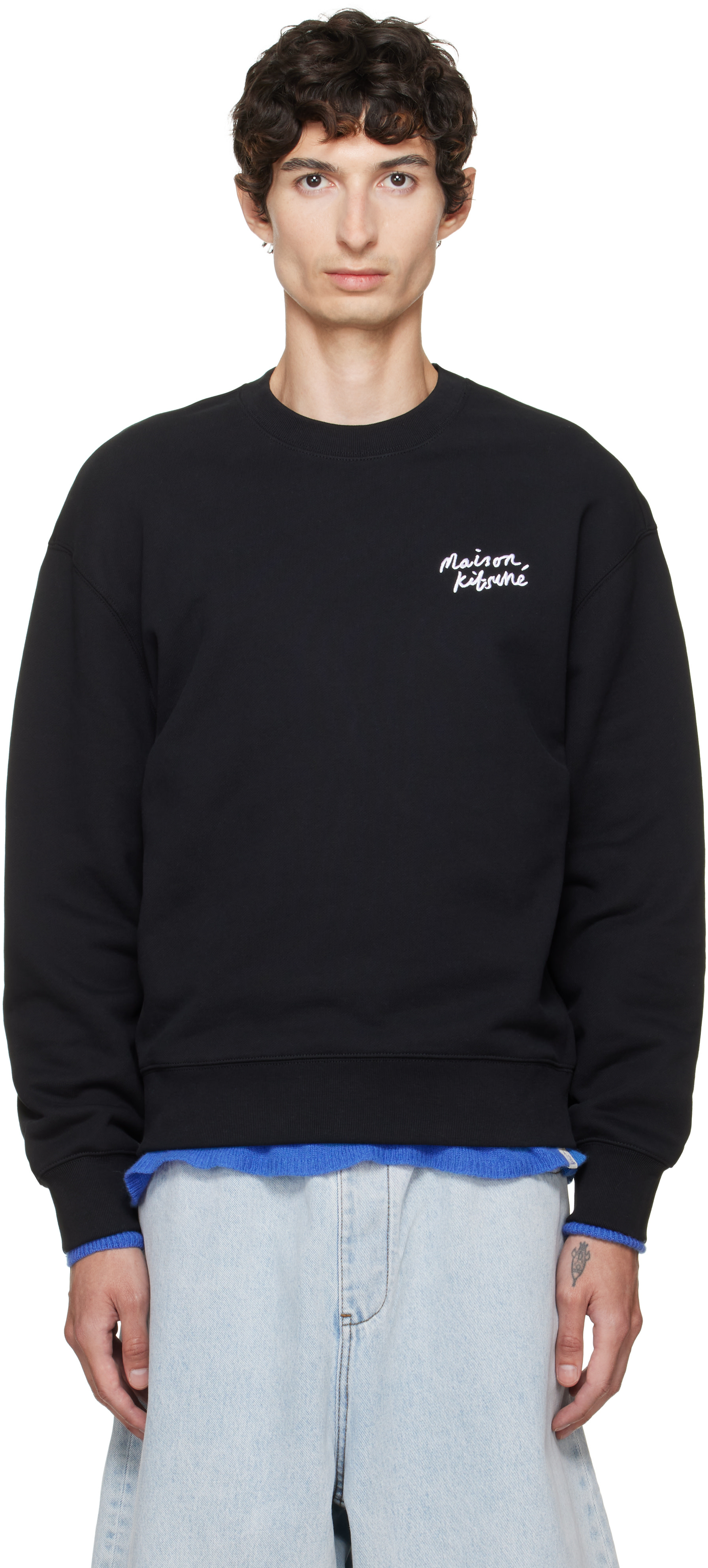 Maison Kitsuné: Black Handwriting Comfort Sweatshirt | SSENSE