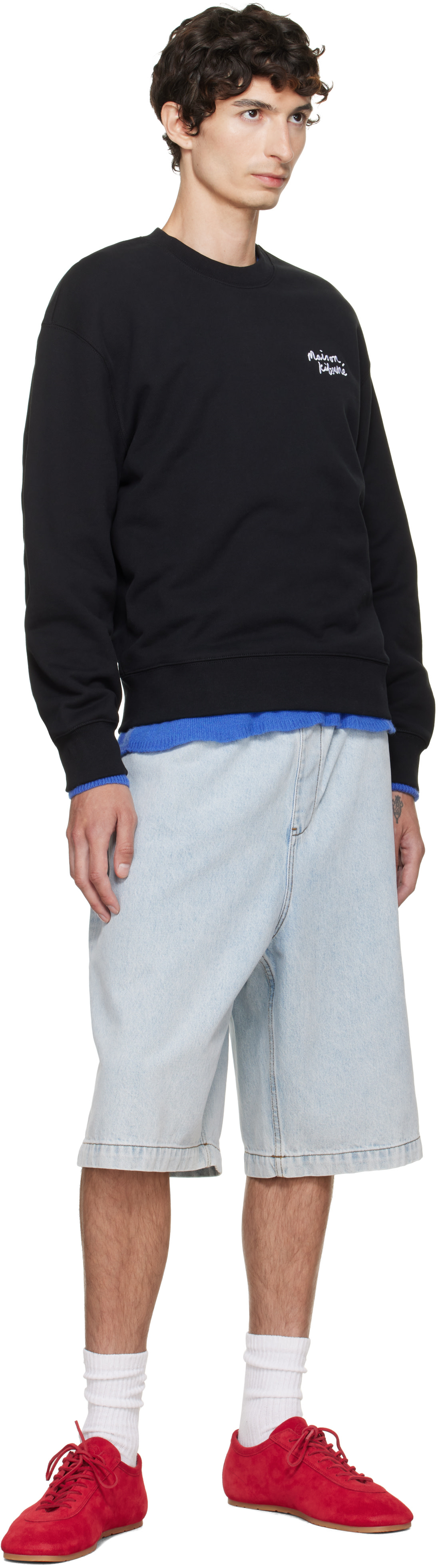 Maison Kitsuné - Pull molletonné décontracté noir à logo calligraphié