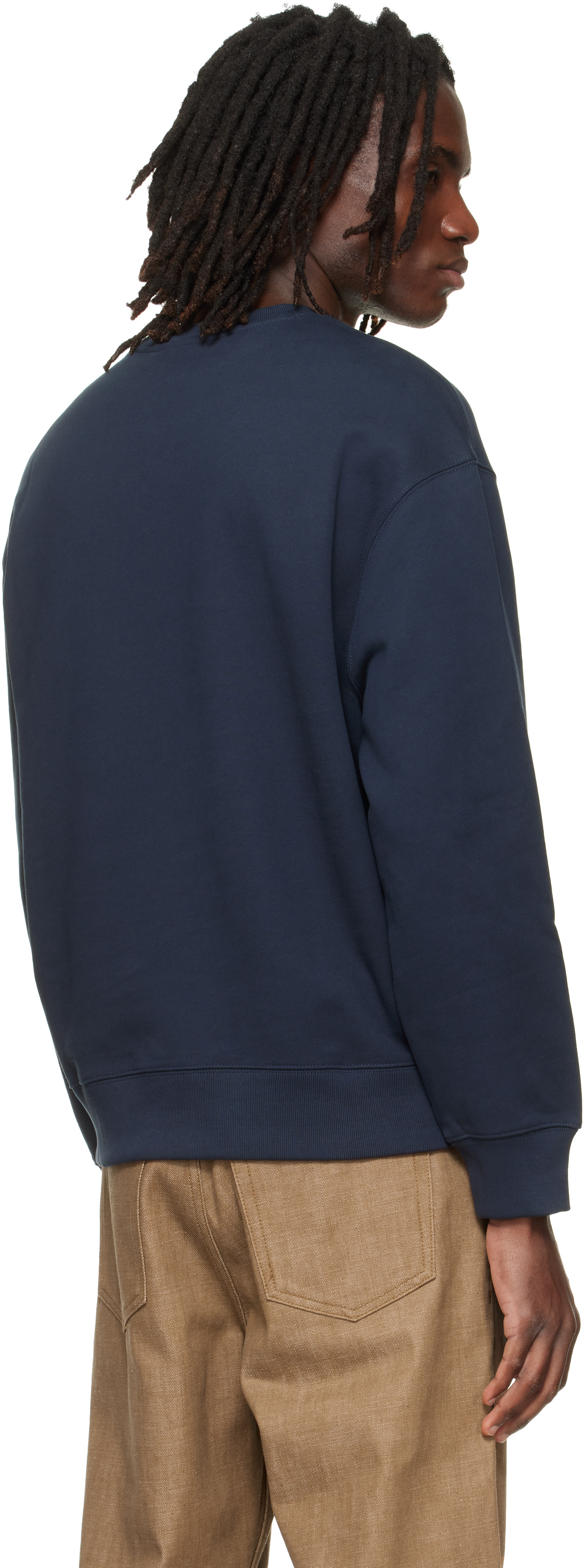 Maison Kitsuné - Pull molletonné décontracté bleu marine à logo calligraphié