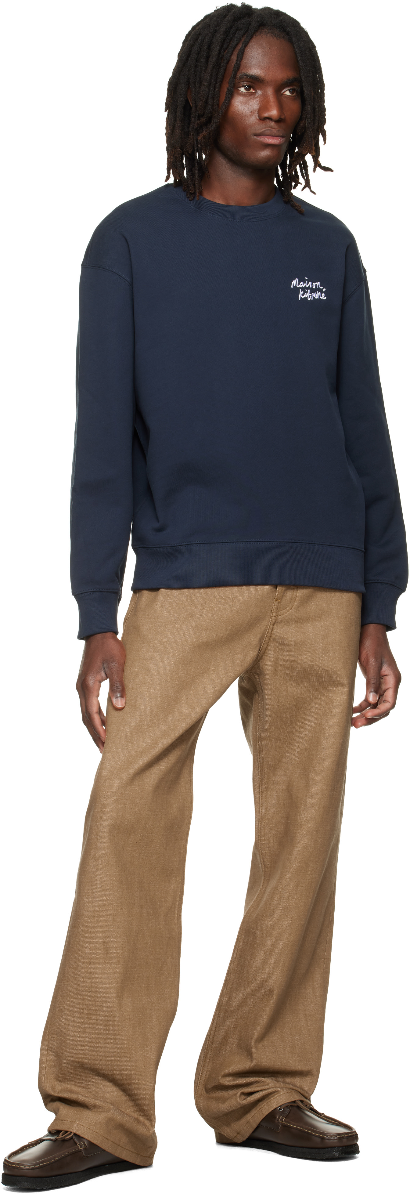 Maison Kitsuné: Navy Handwriting Comfort Sweatshirt | SSENSE