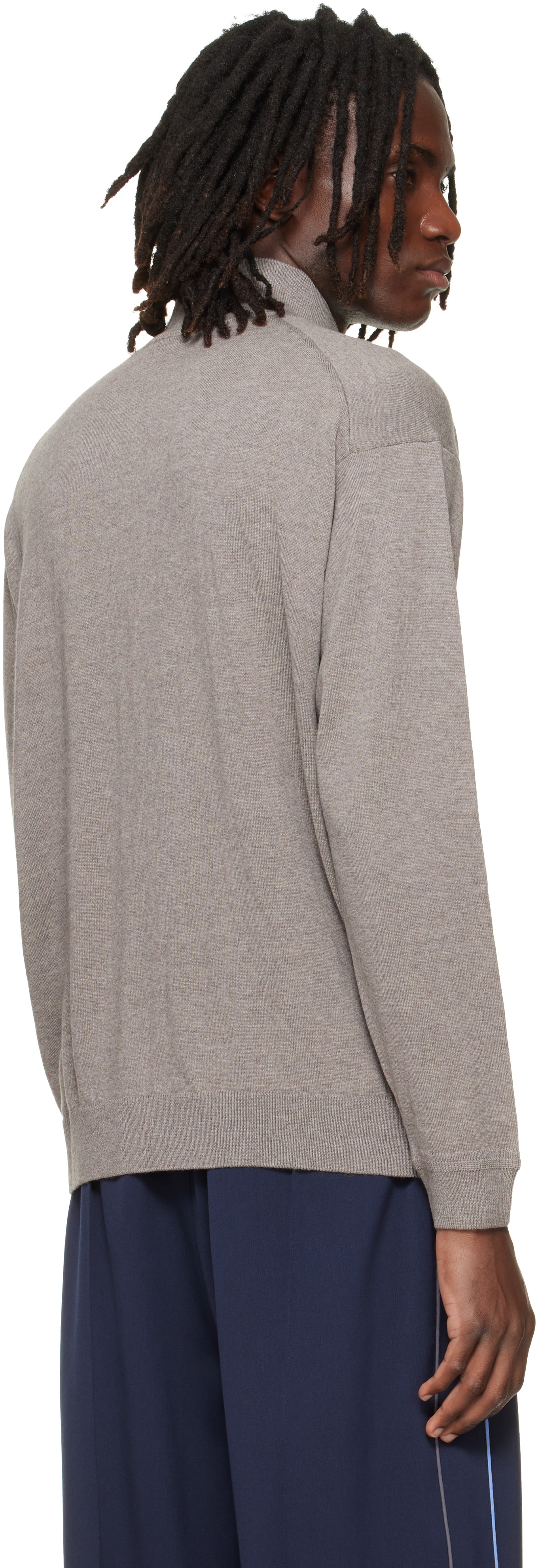 Maison Kitsuné: Taupe Profile Fox Comfort Mock Neck Sweater | SSENSE