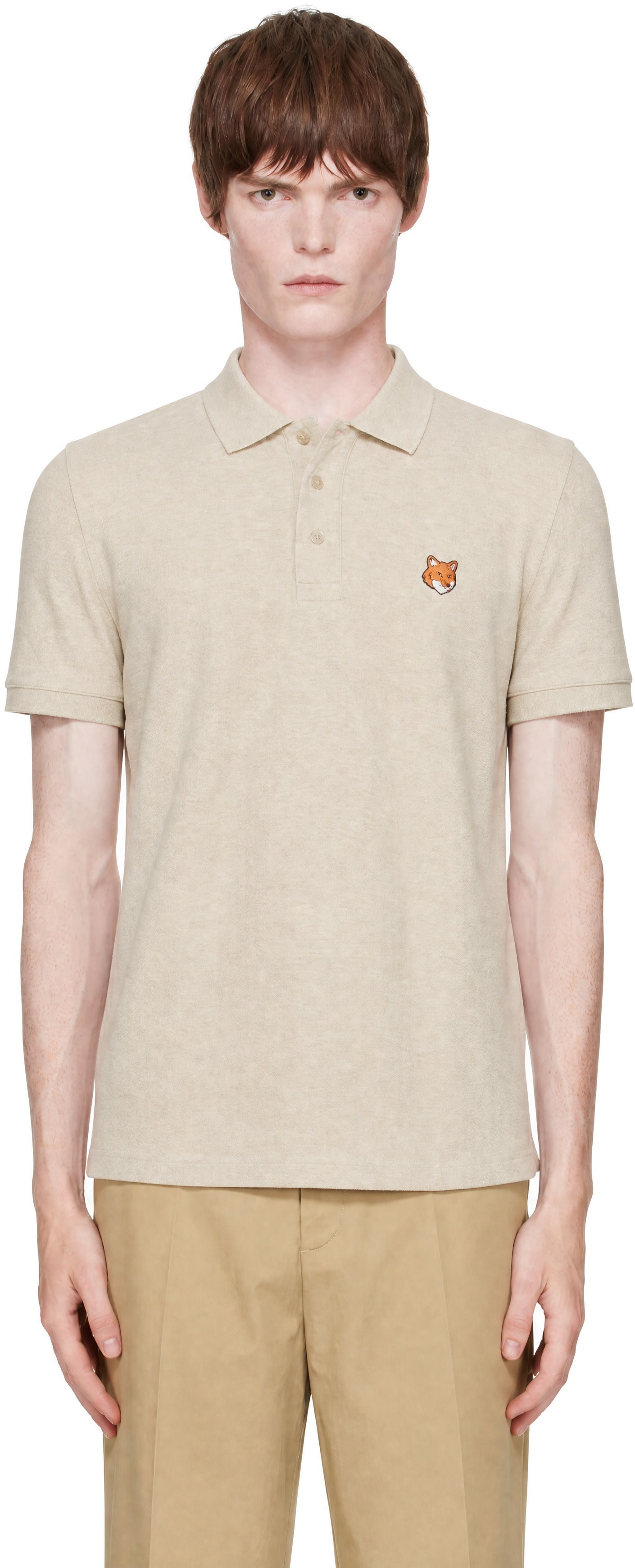 Maison Kitsuné - Beige Fox Head Regular Polo