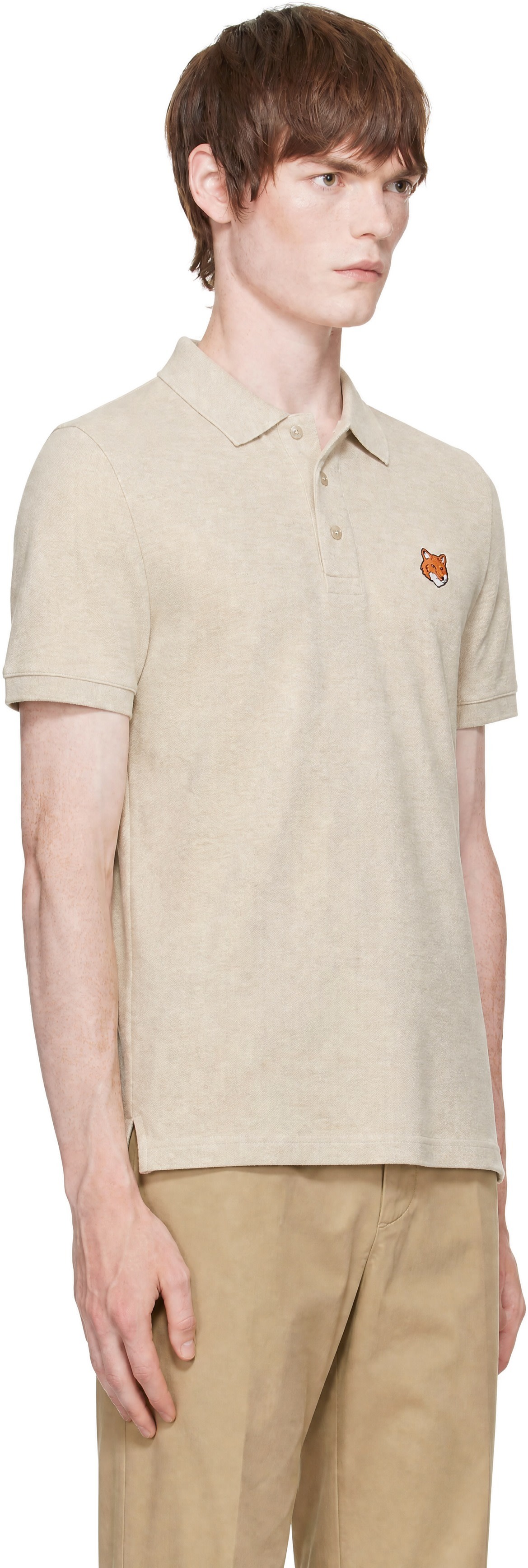 Maison Kitsuné - Beige Fox Head Regular Polo