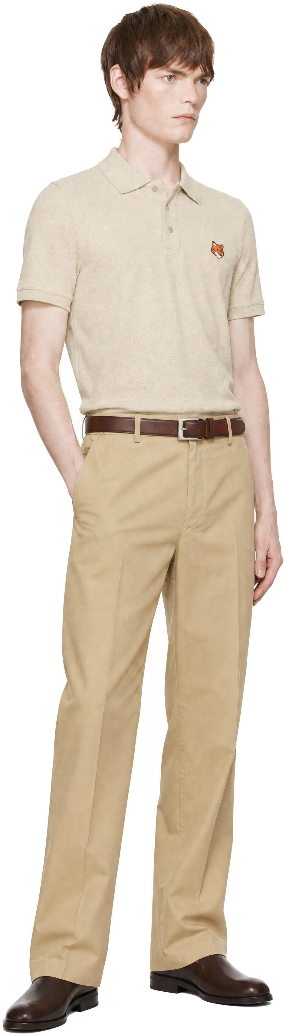 Maison Kitsuné - Beige Fox Head Regular Polo