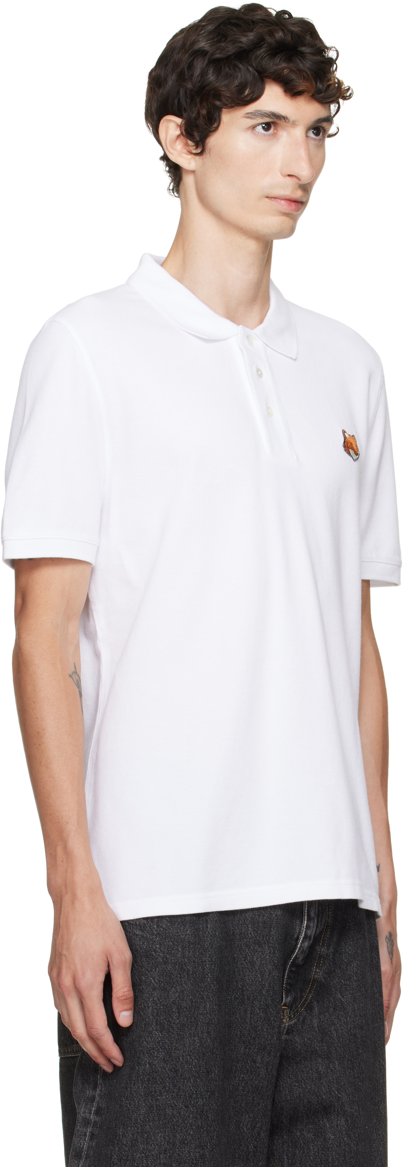 Maison Kitsuné - Polo blanc à logo Fox Head
